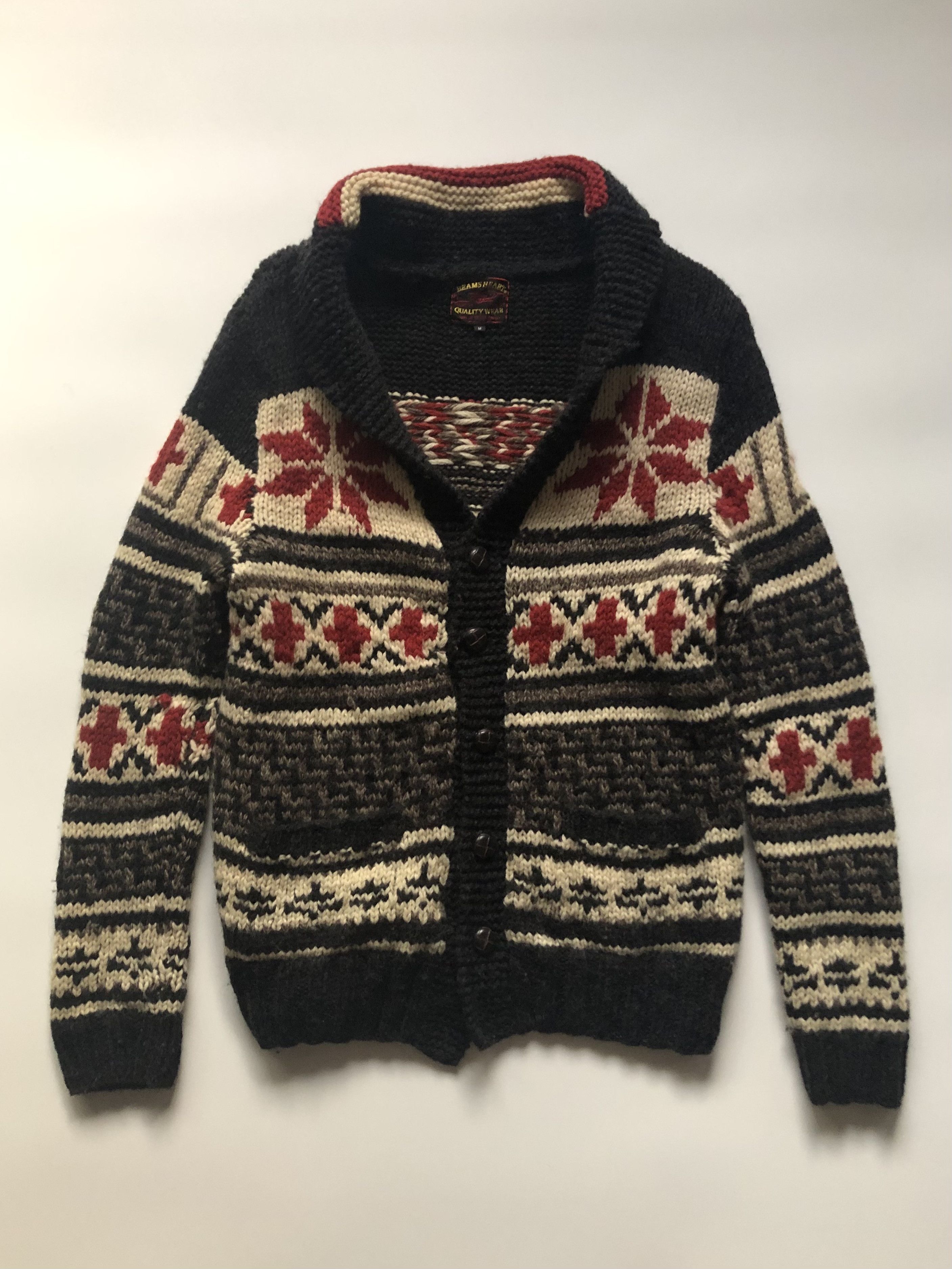 Vintage Beams Heart Knit Sweater Cardigan
