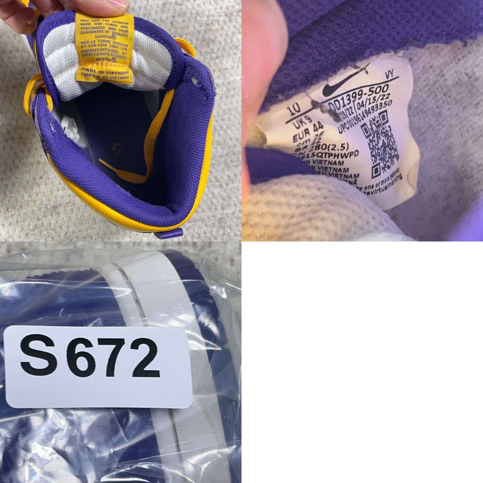 Nike Nike Dunk Hi Men’s Size 10 Retro Lakers Court Purple Gold DD1399-500 Basketball High Top Sneaker Size US 9 / EU 42 - 10 Thumbnail
