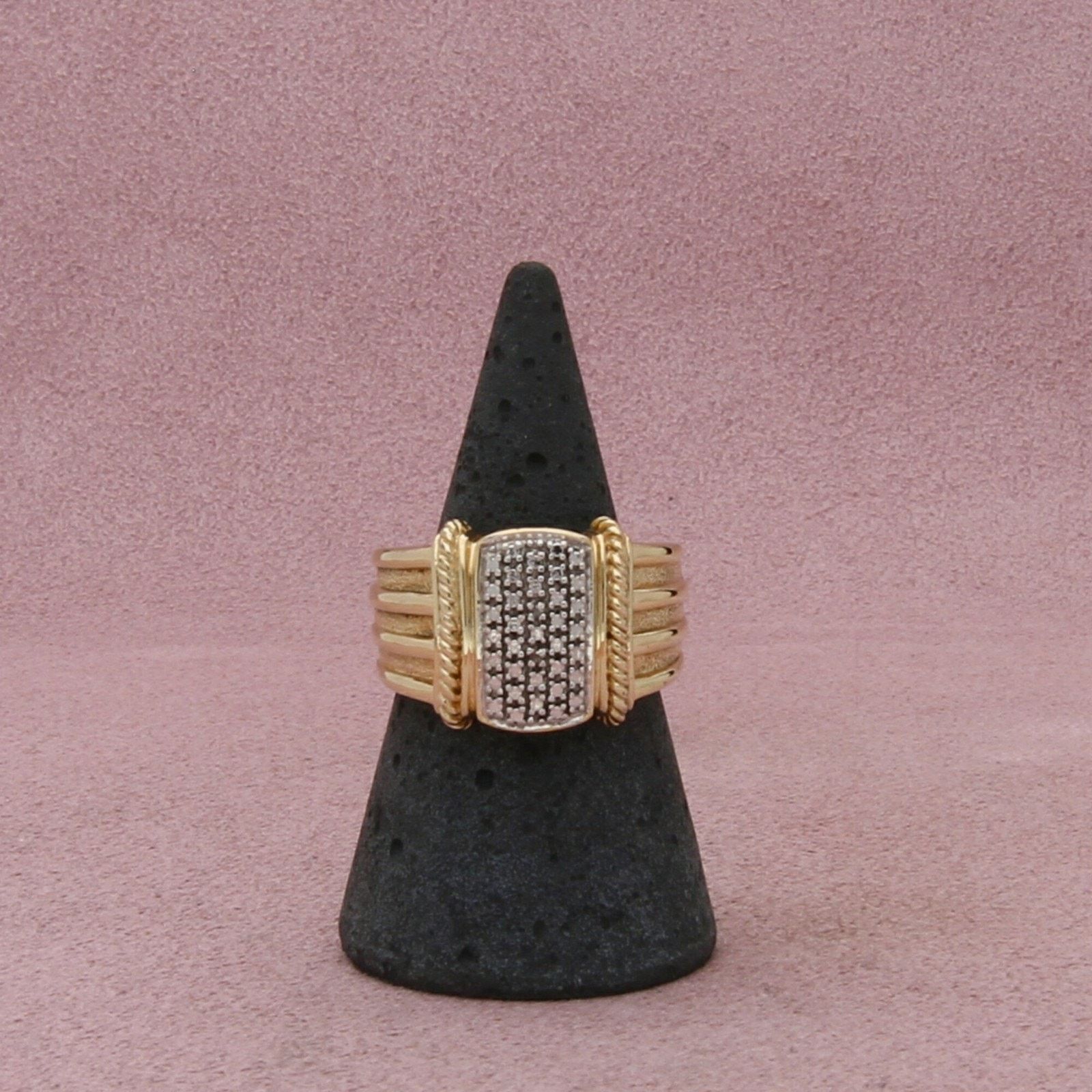 Sterling Silver sterling silver gold plate diamond chip ring size 7.75 Size ONE SIZE - 1 Thumbnail
