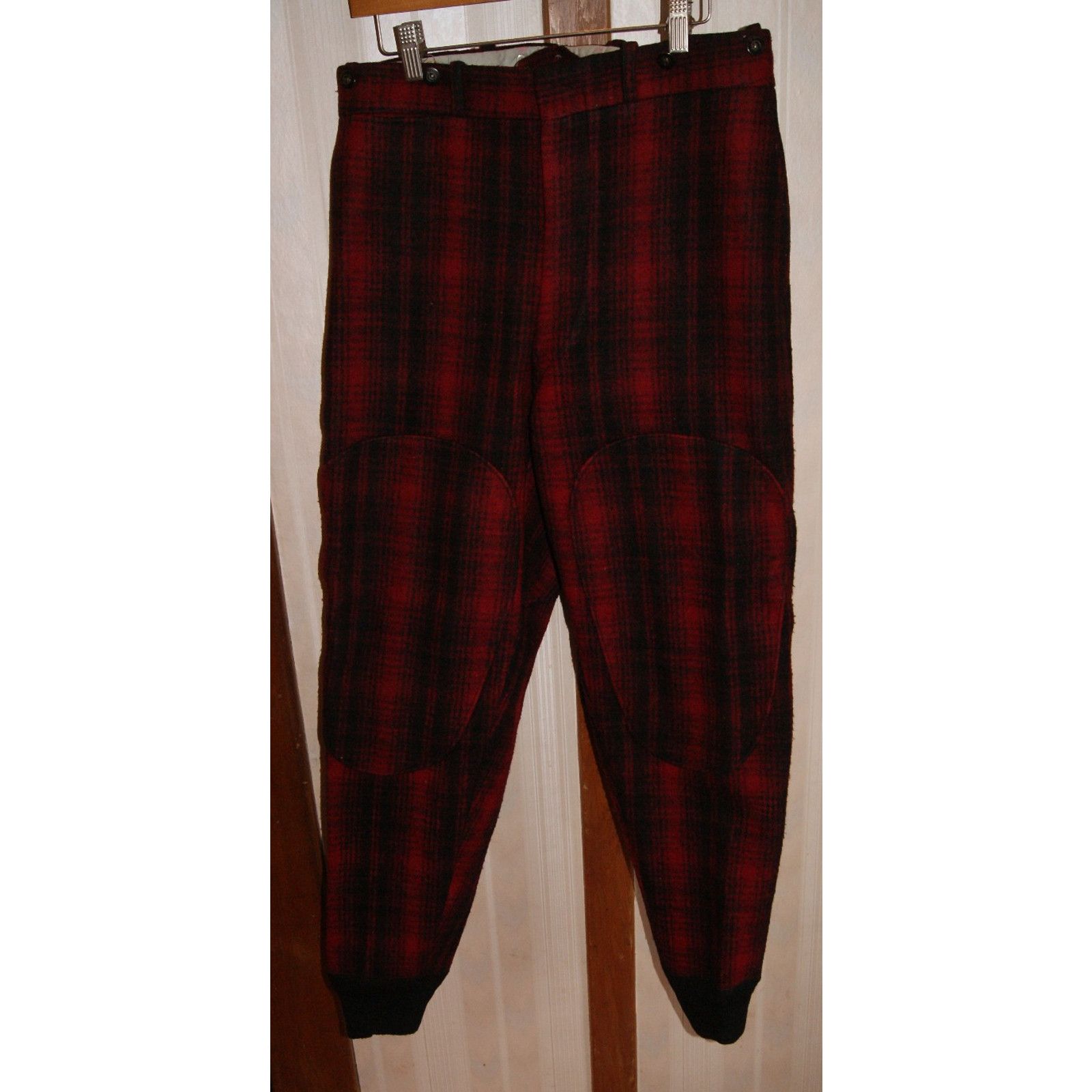 Woolrich Woolen Mills VTG Woolrich Wool Pants Mens 33x31 Red Black Double Knee Size US 33 - 1 Thumbnail