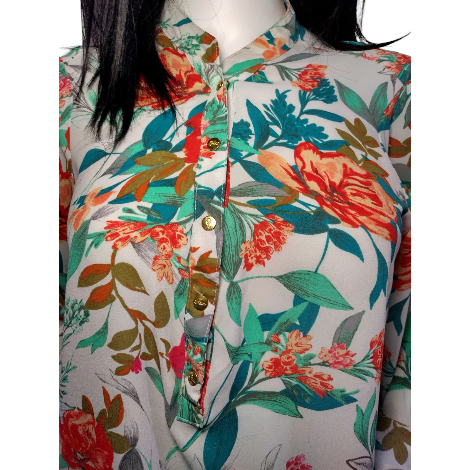 Guess Guess Womens Casual Tunic Long Sleeve Multicolored Floral Size L / US 10 / IT 46 - 2 Thumbnail