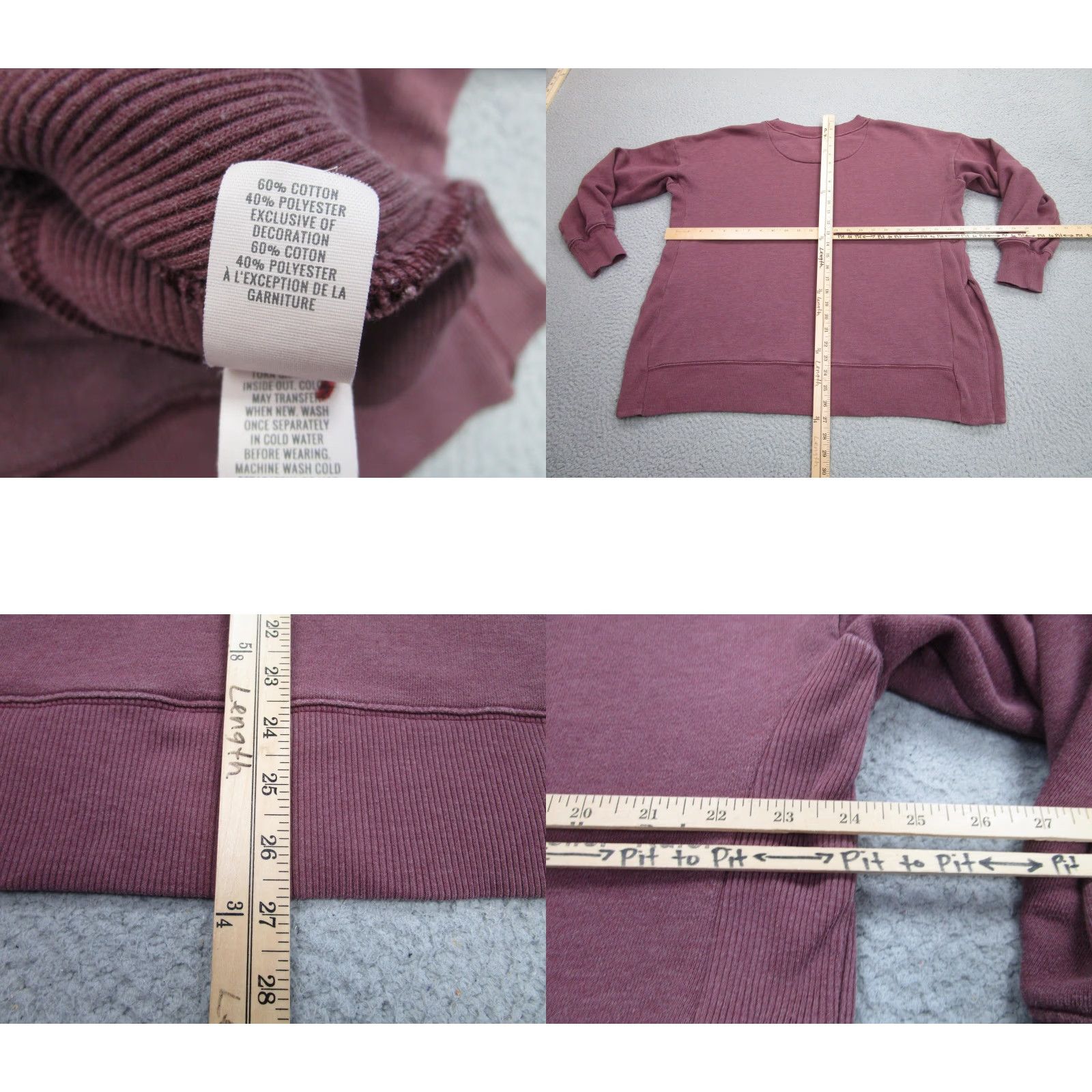Vintage Aerie Sweatshirt Womens M Pink Crewneck Side Slit Boxy Oversized Cozy Pullover Size M / US 6-8 / IT 42-44 - 8 Thumbnail