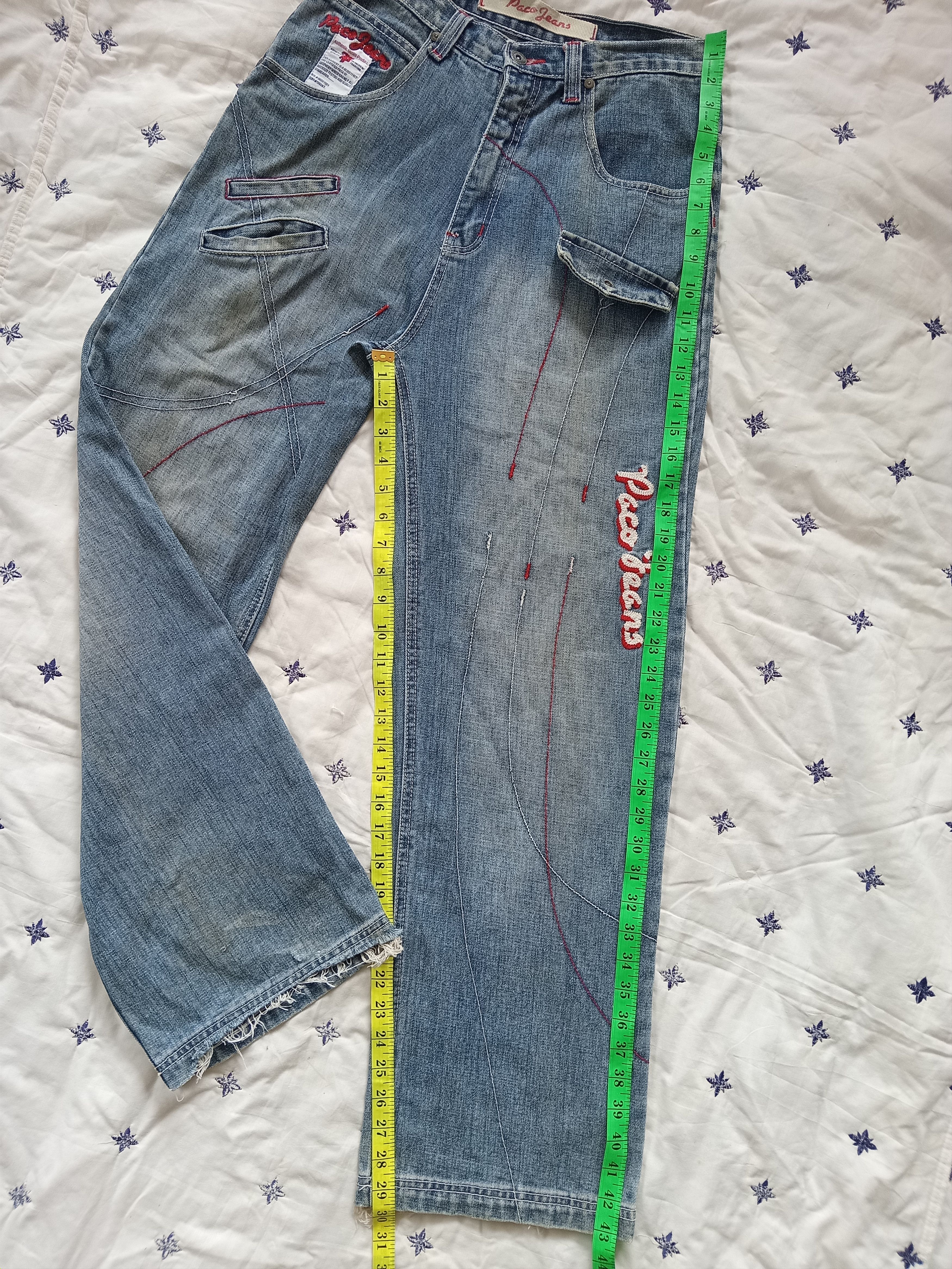 JNCO × Japanese Brand Vintage PACO Distressed Embroidered Baggy Jeans Size US 29 - 3 Thumbnail