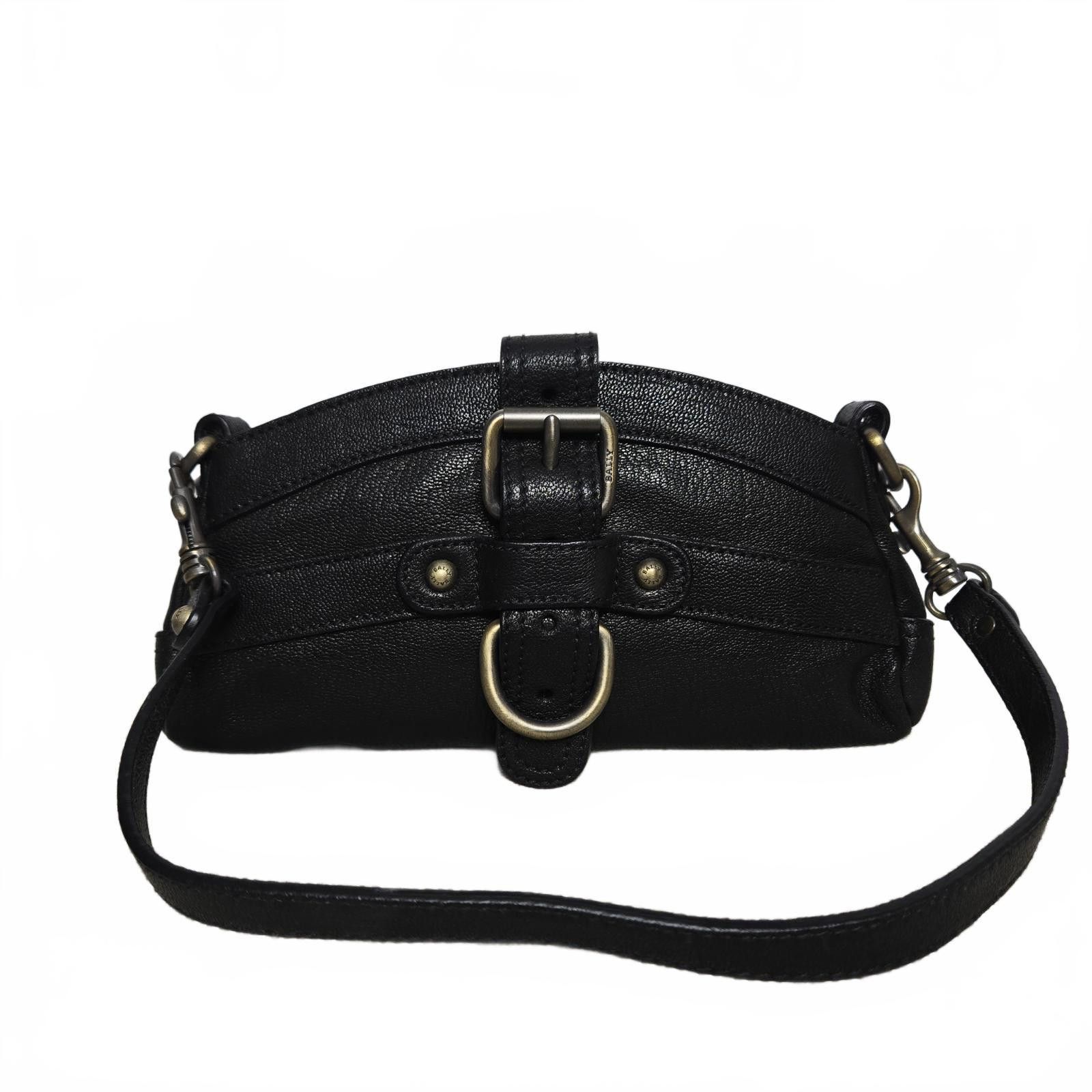Vintage Bally Purse Black Leather Shoulder Bag, Women's