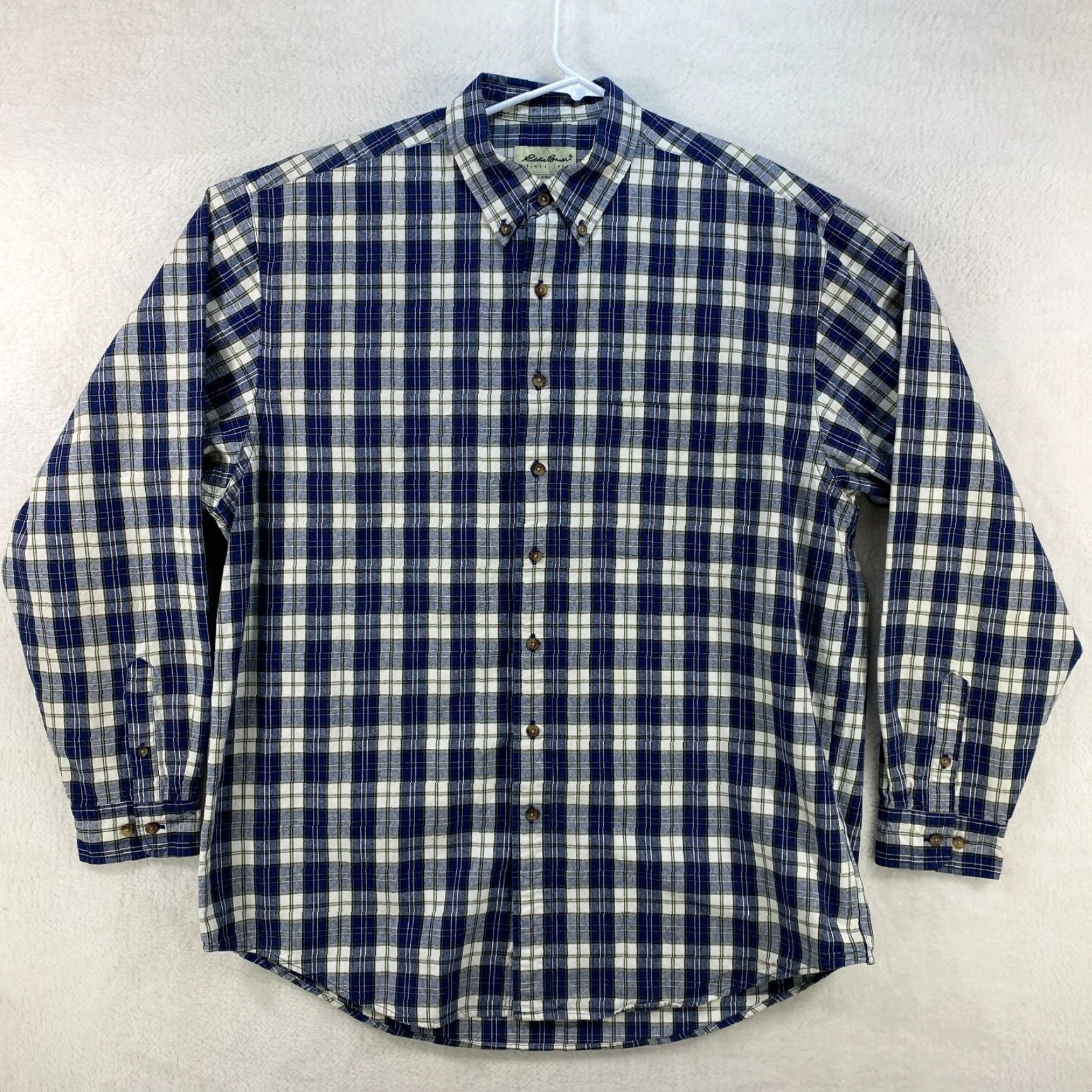 Eddie Bauer Eddie Bauer Long Sleeve Button Up Blue Plaid Shirt Mens XL Tall Button-Up Shirt XL Tall Blue White Cotton Eddie Bauer Men Size US XL / EU 56 / 4 - 2 Thumbnail