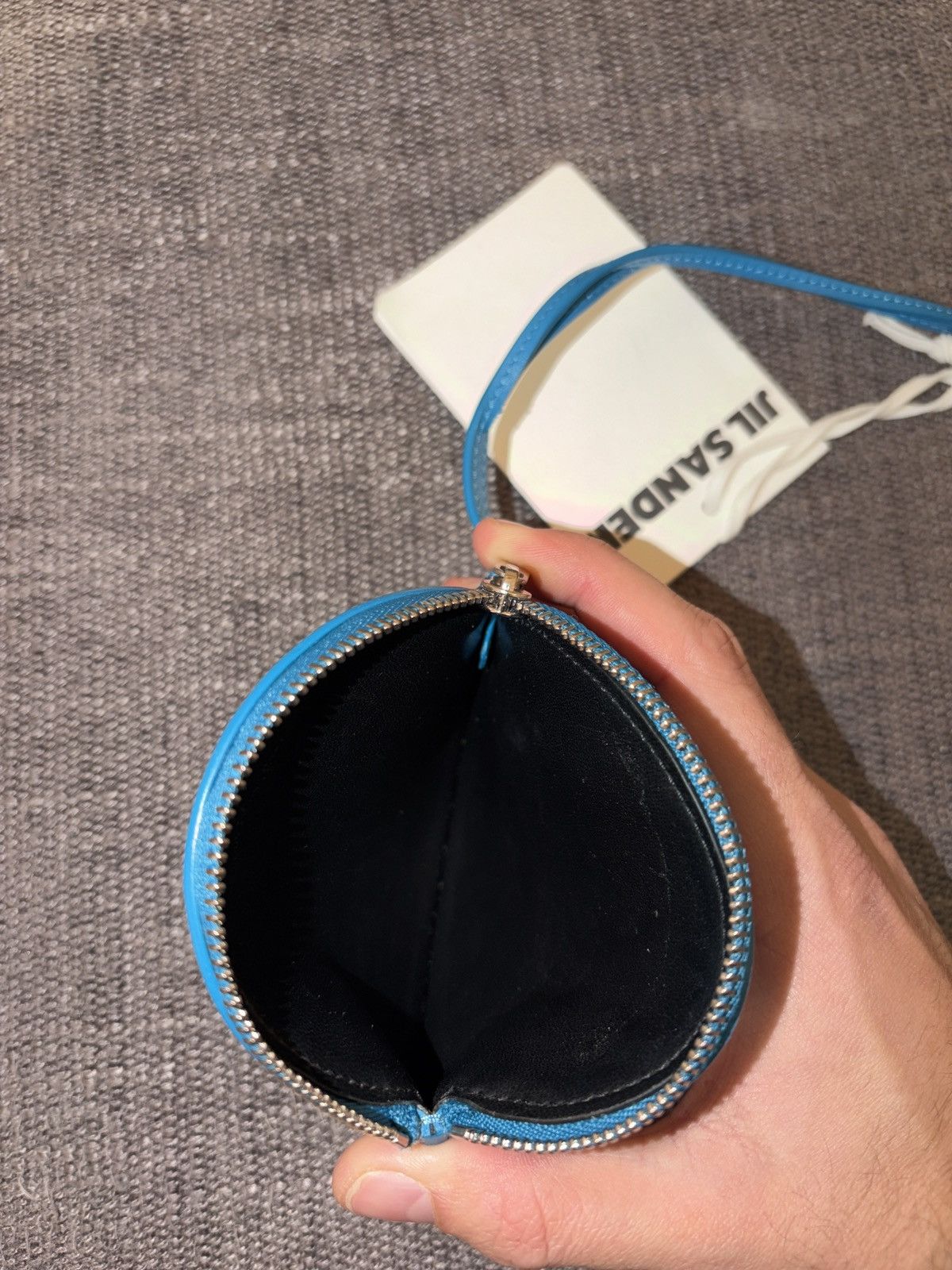 Jil Sander Jil Sander Round Coin Pouch – Blue Leather Size ONE SIZE - 2 Thumbnail