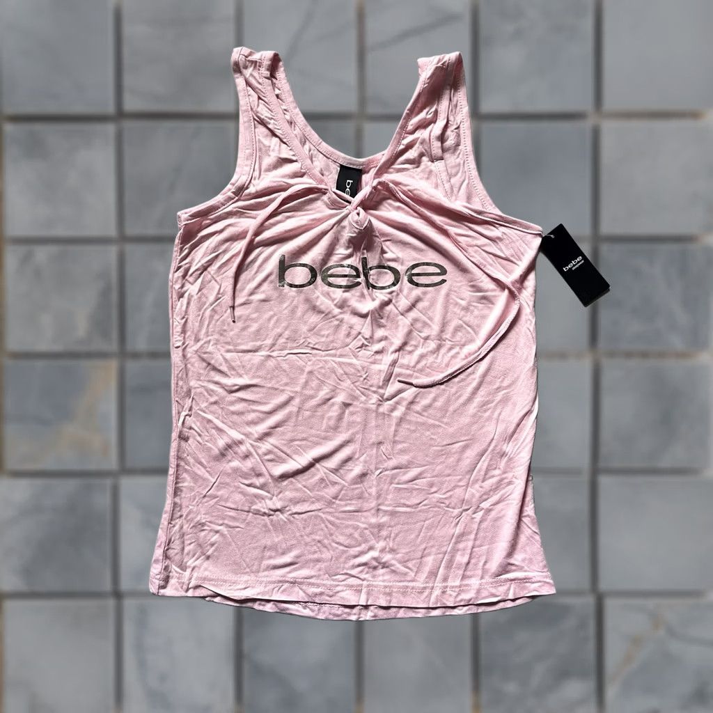 Bebe bebe Tank Top Medium Pink Womens Stretch Fit Casual Shirt Sleeveless V-Neck Pullover Size M / US 6-8 / IT 42-44 - 1 Thumbnail