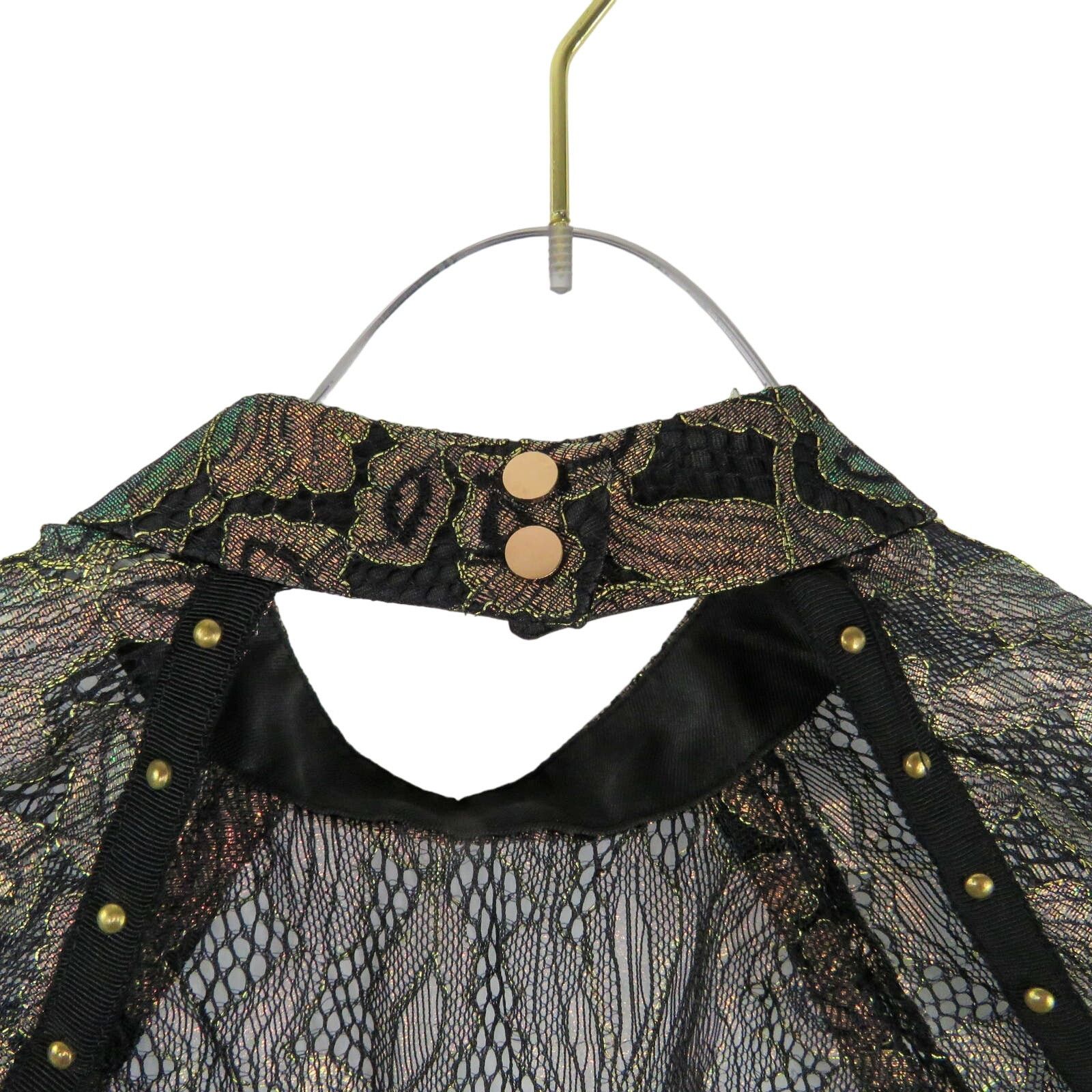 Asos ASOS Black Sheer Lace Metallic Open Back Romper Size 2 Size 26" / US 2 / IT 38 - 5 Thumbnail