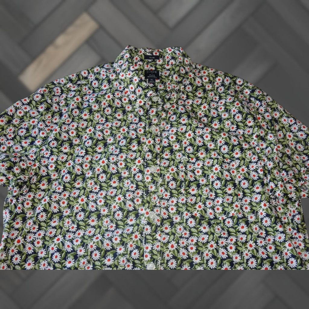 J.Crew J.CREW Button-Up Shirt Men Short Sleeve Floral Green XL Slim Size XL Mens Shirt Size US XL / EU 56 / 4 - 1 Thumbnail