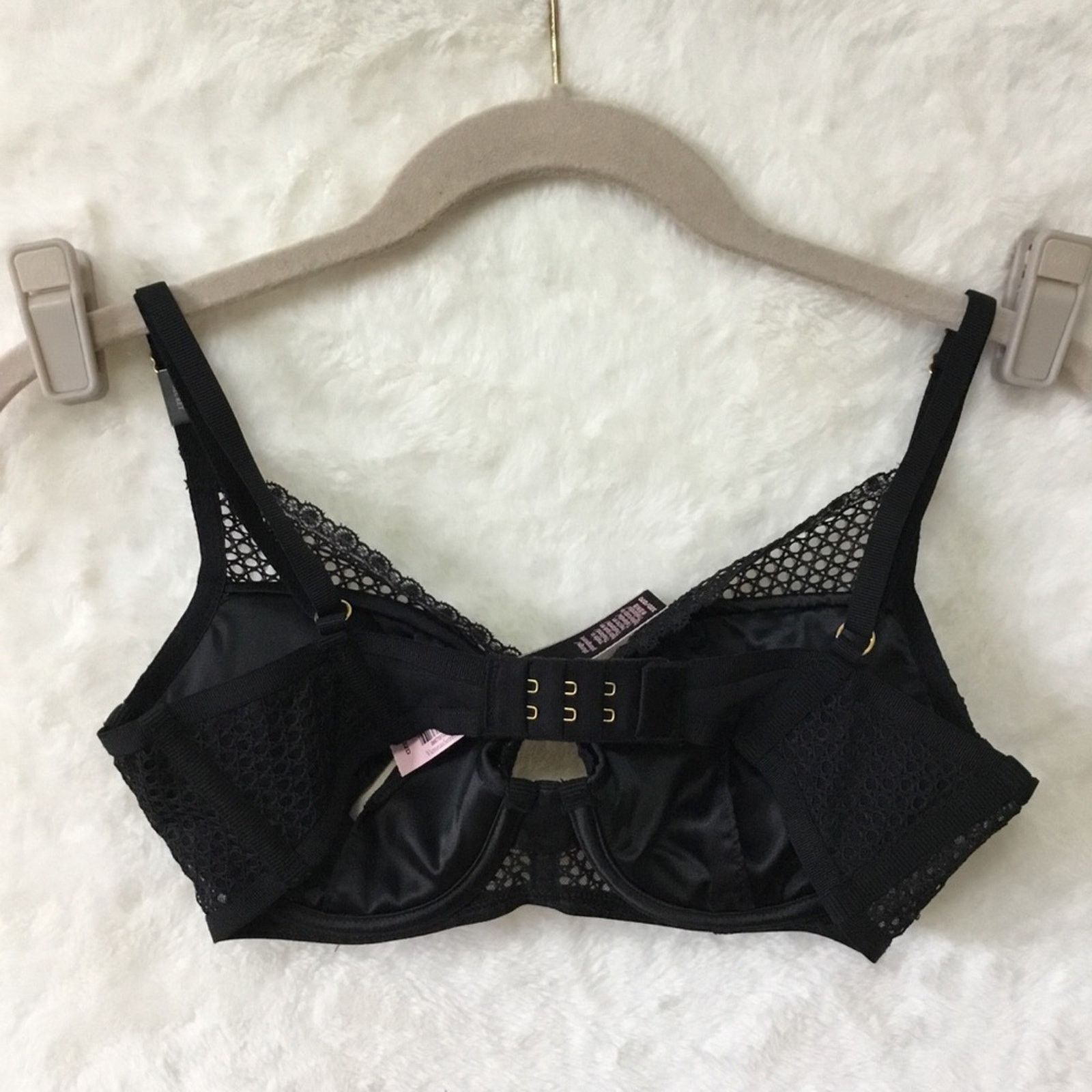Victoria's Secret Victoria's Secret Black Fishnet Lace Push-Up Bra Size ONE SIZE - 4 Thumbnail