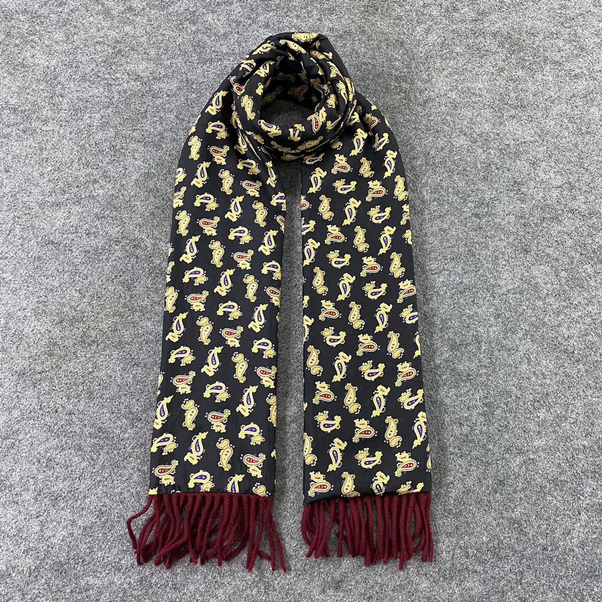 Vintage Paisley Silk & Cashmere Muffler / Scarf / Neckwear - T1352 Size ONE SIZE - 1 Thumbnail
