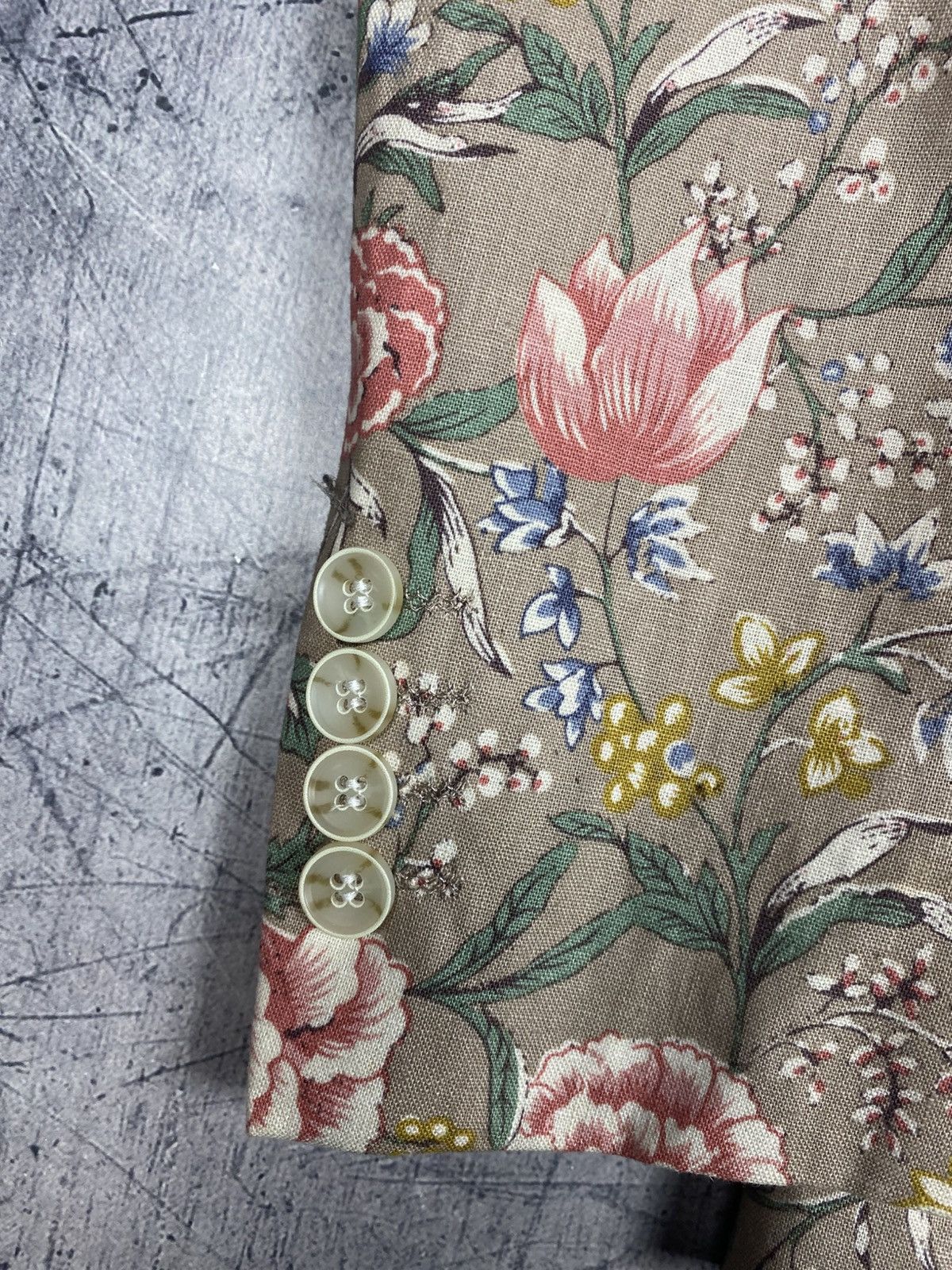Gianni Feraud Gianni Feraud Mens Floral Linen Blend Blazer Jacket Cream Size 44R - 7 Thumbnail