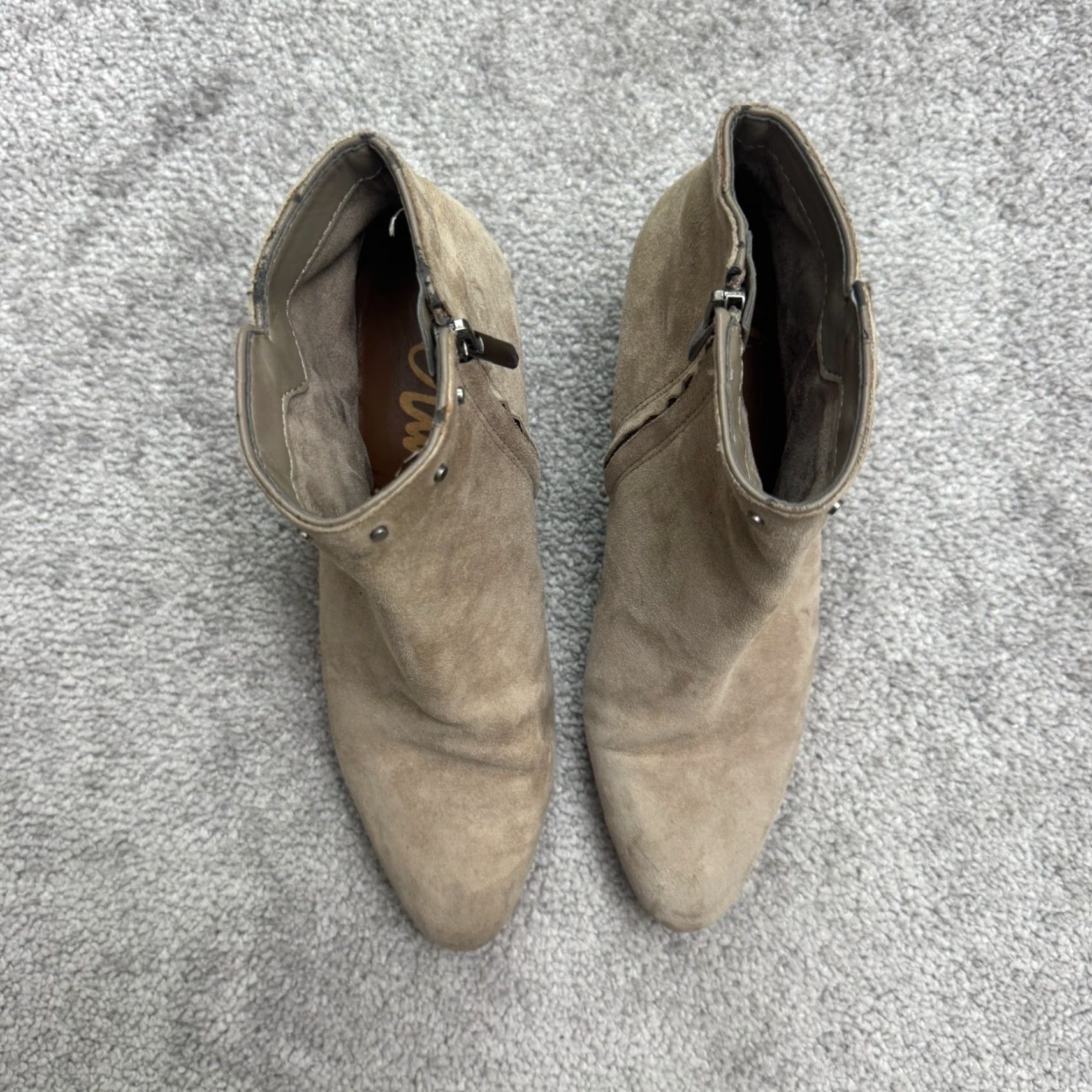 Sam Edelman VINTAGE Sam Edelman Ankle Boots Womens 6M Cowhide Fringe Studded Leather Bootie Brown Western Style Size US 6 / IT 36 - 4 Thumbnail