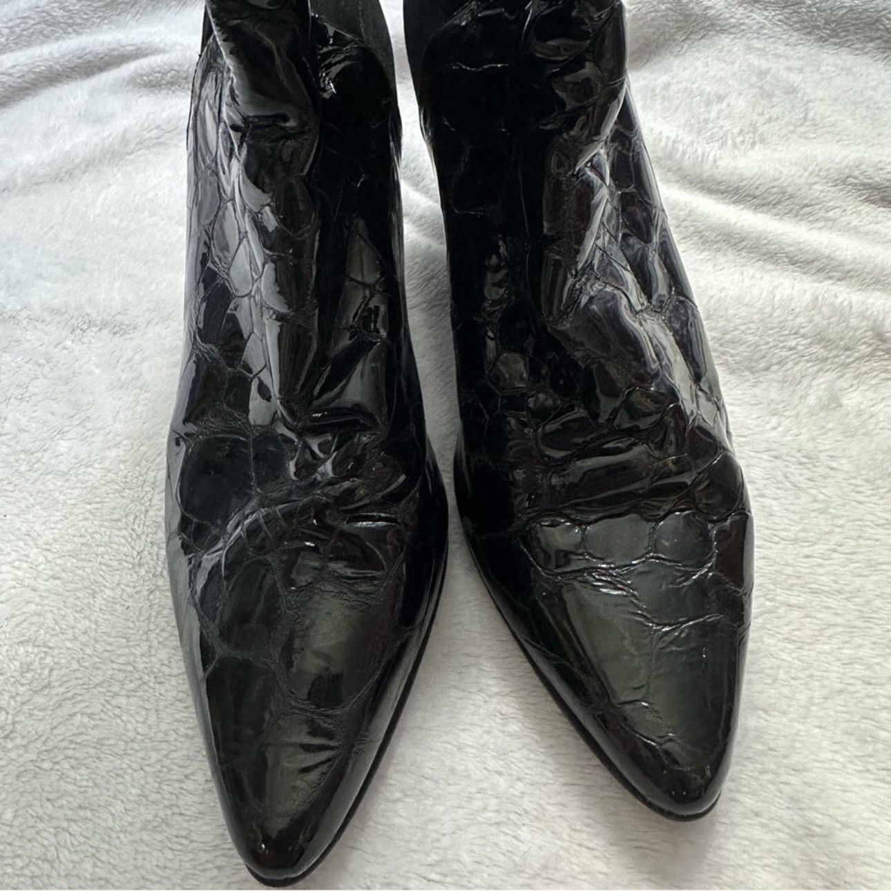 Stuart Weitzman Stuart Weitzman Croc Embossed 50/50 Patent Leather Boots Size US 7.5 / IT 37.5 - 9 Thumbnail