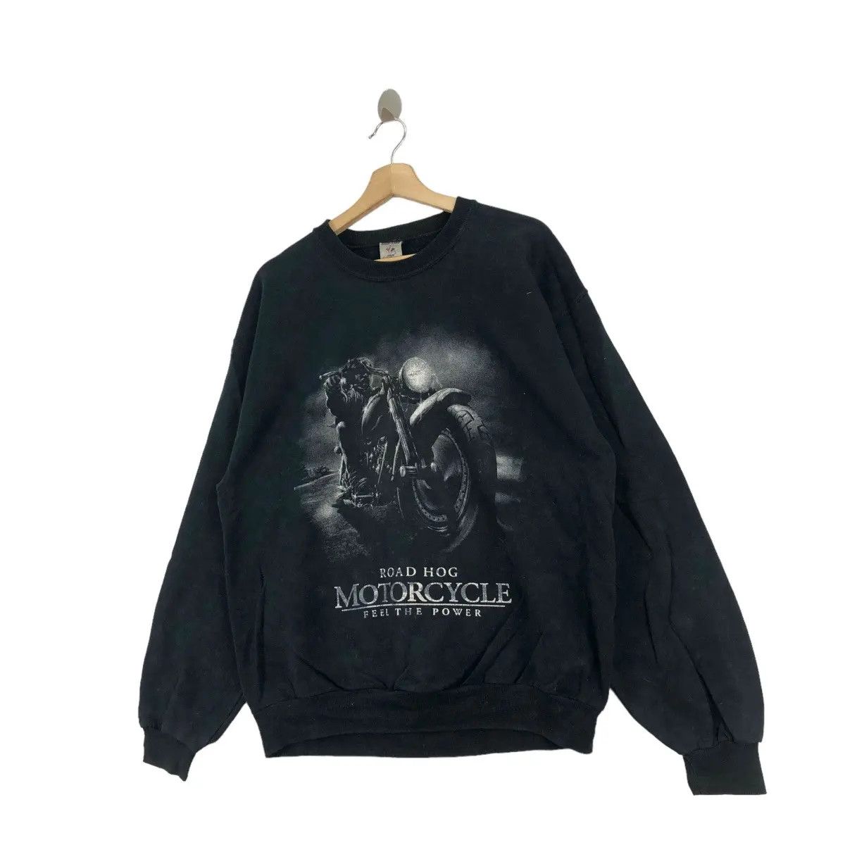 Vintage Vtg ROAD HOG MOTORCYCLE Chopper Custom Harley Sweatshirt Size US XL / EU 56 / 4 - 3 Thumbnail