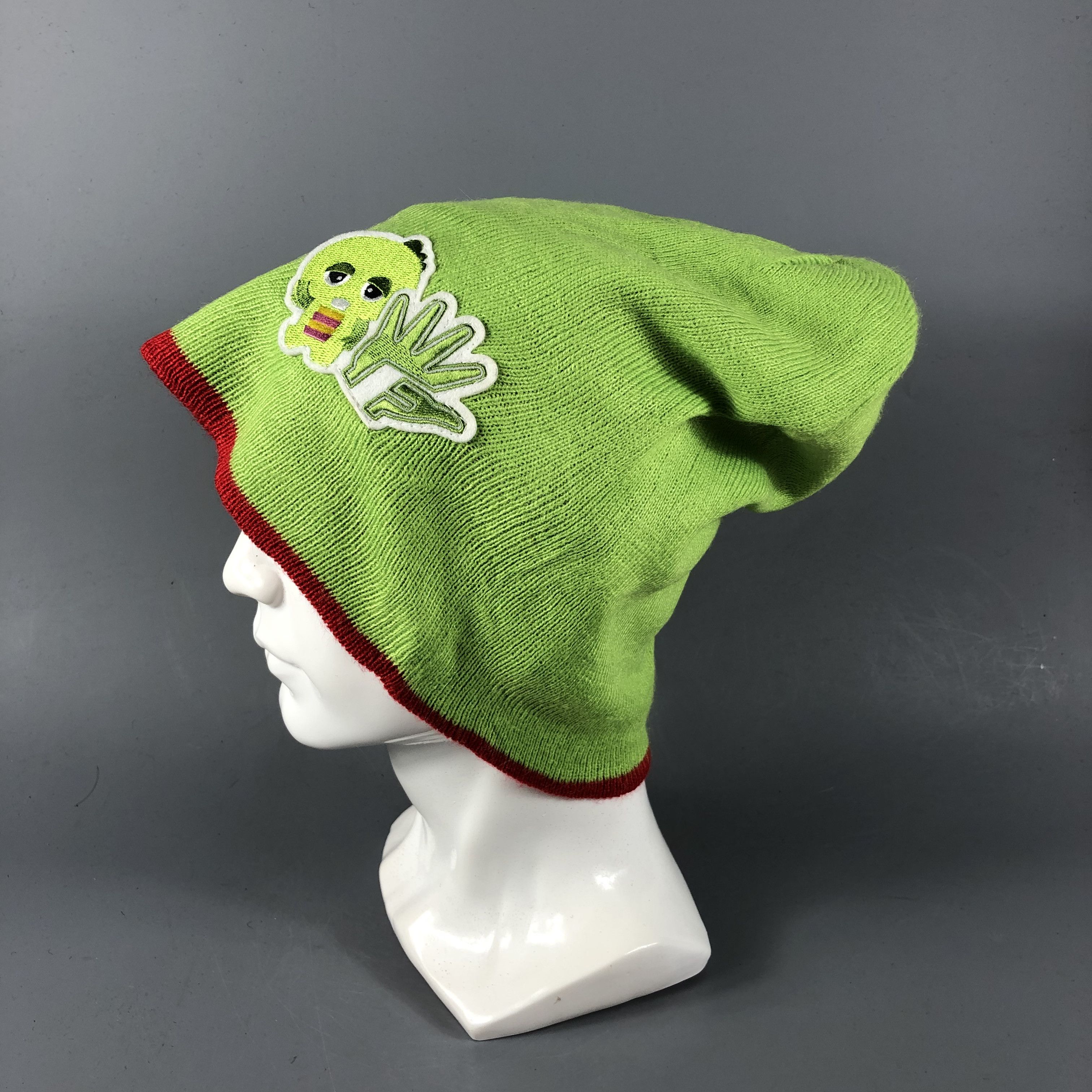Vintage Green Dinosaur Slouchy Beanie Snowcap Snow Hat B796 Size ONE SIZE - 2 Thumbnail