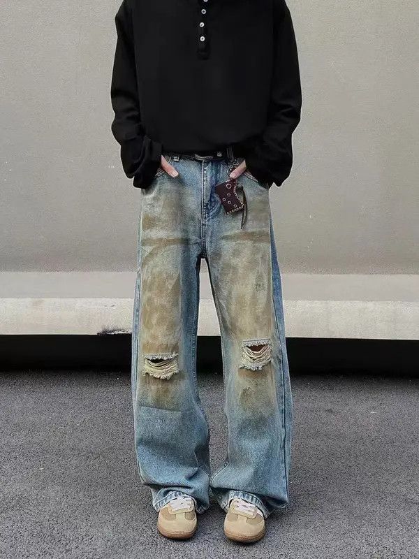 VIBE Vintage dirty-dyed graffiti ripped baggy jeans Size US 32 / EU 48 - 2 Thumbnail