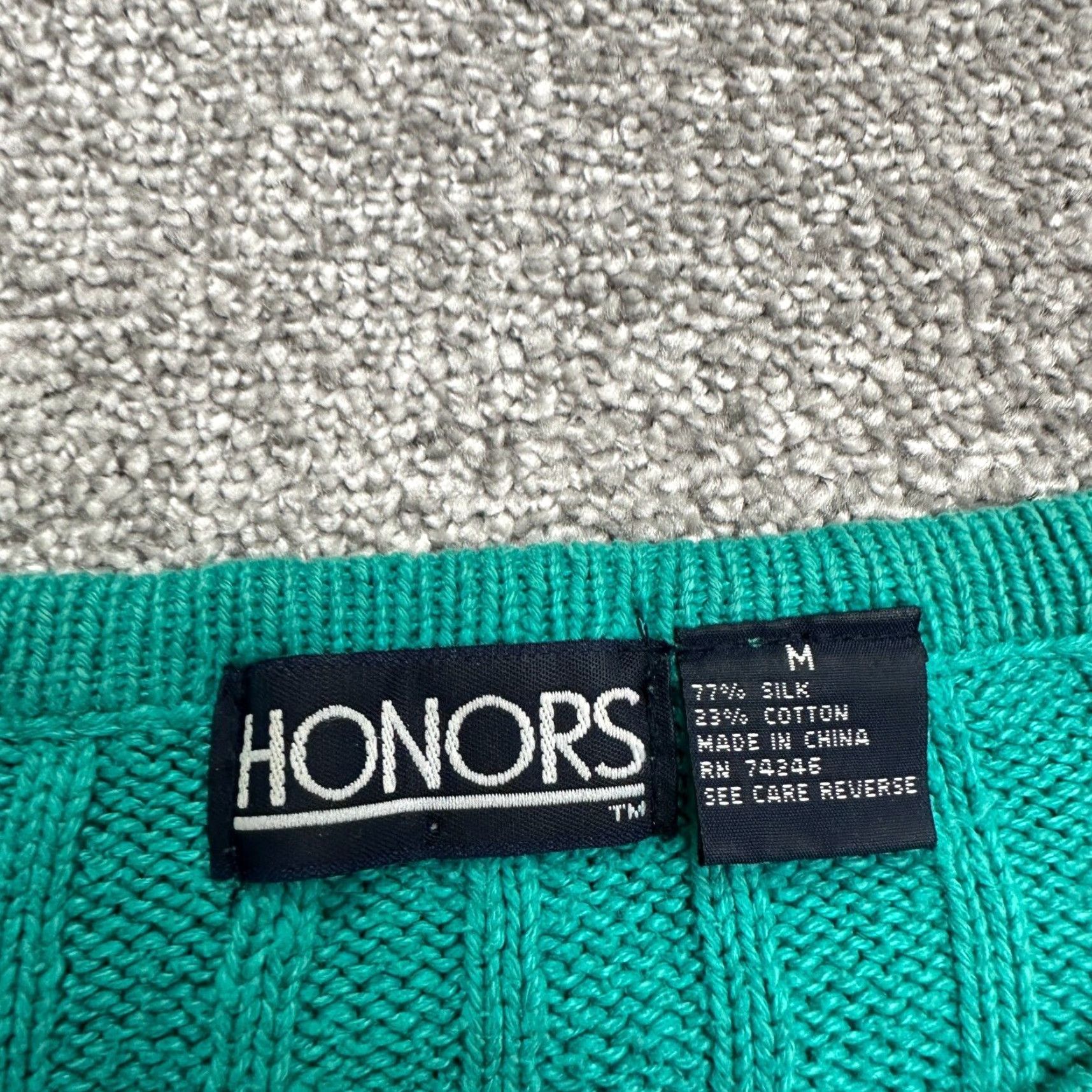 Vintage Honors Pullover Sweater Women's M Green Knit Crew Neck Casual Size M / US 6-8 / IT 42-44 - 6 Thumbnail