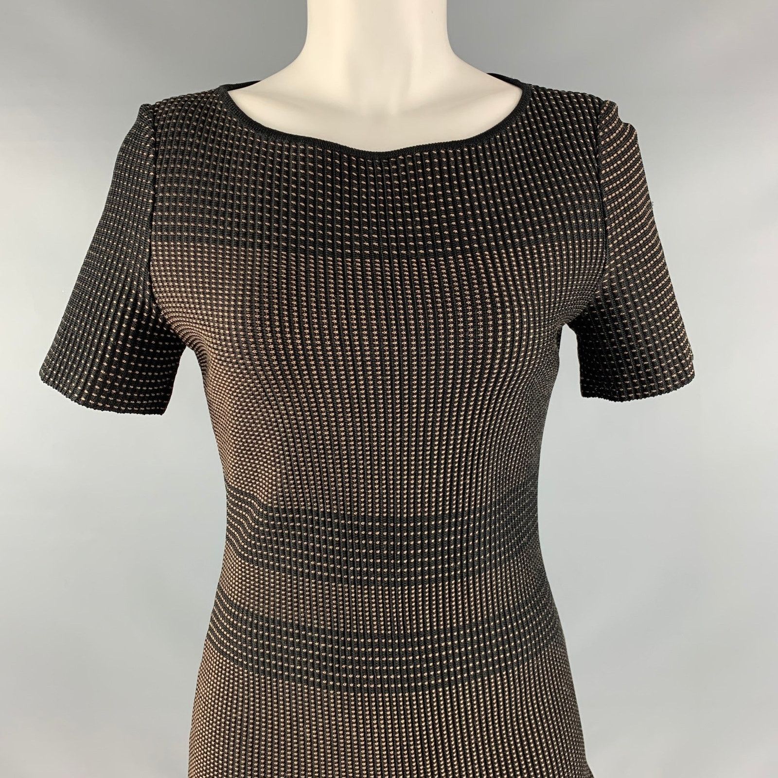 Other ST. JOHN Black Rayon Nailhead Short Sleeve Mid-Calf Dress Size S / US 4 / IT 40 - 2 Thumbnail