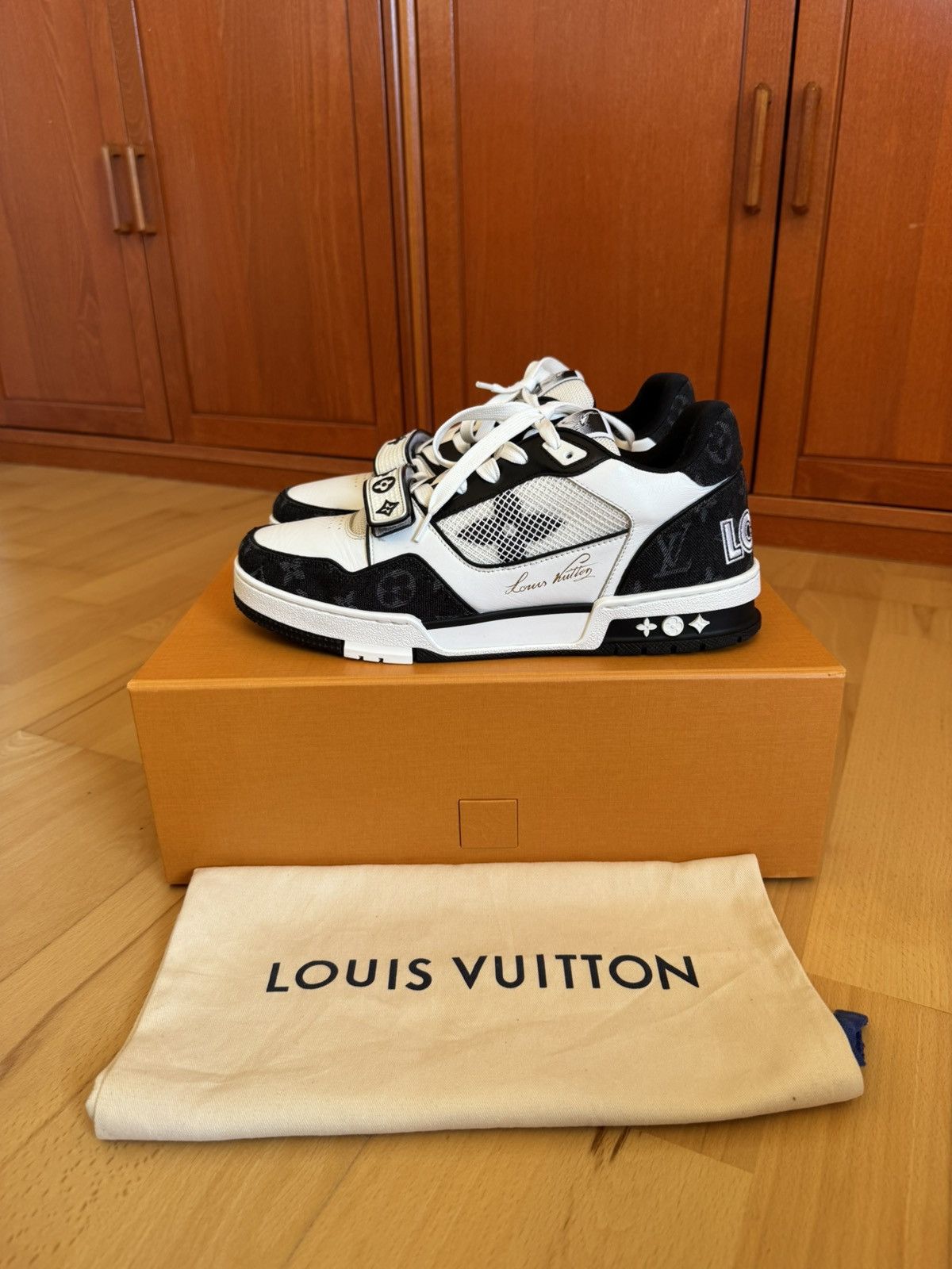 Louis Vuitton Louis Vuitton LV Trainer Velcro Strap Black Denim Size US 7.5 / EU 40-41 - 1 Thumbnail