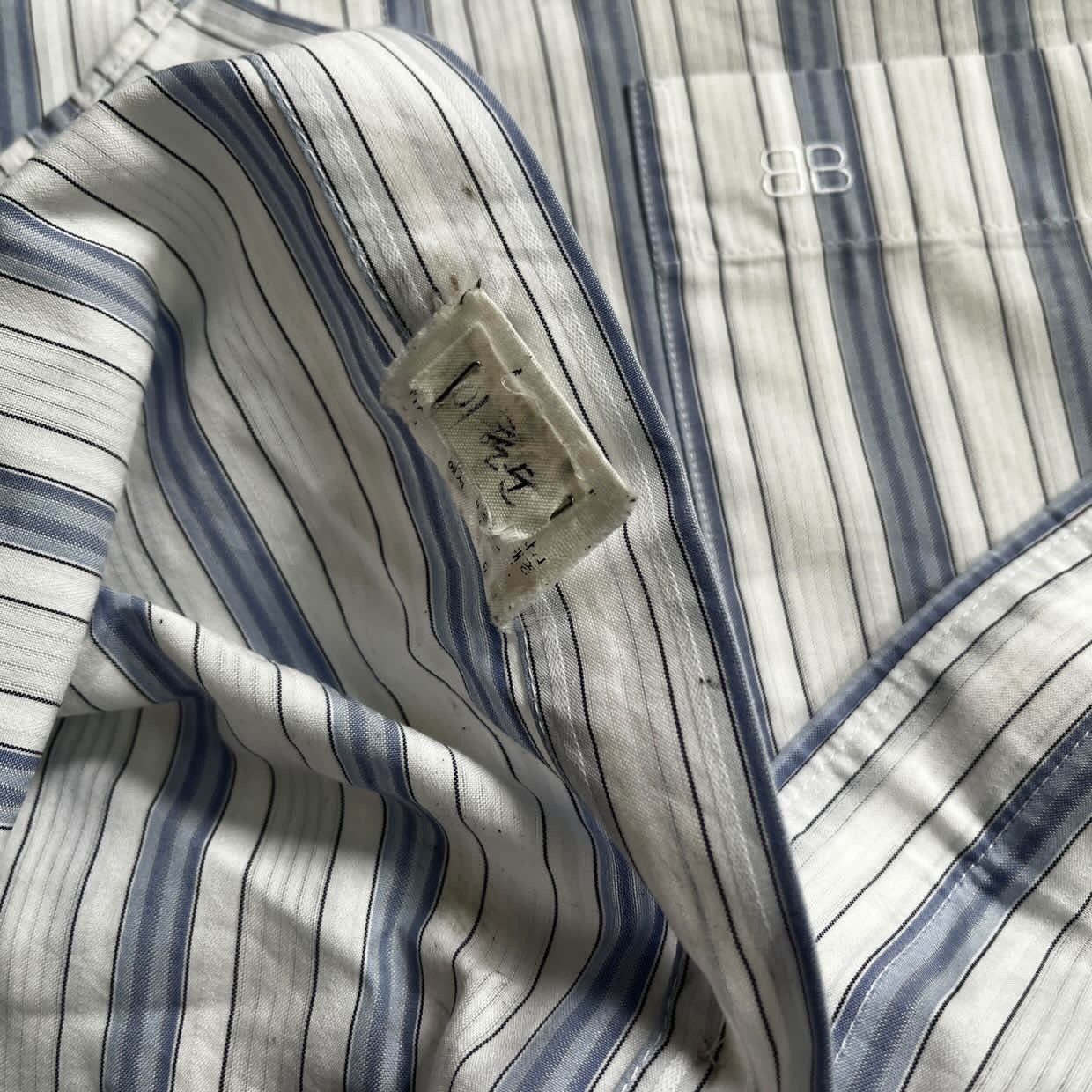 Balenciaga Vintage Balenciaga stripe button short shirt Size US XL / EU 56 / 4 - 10 Thumbnail