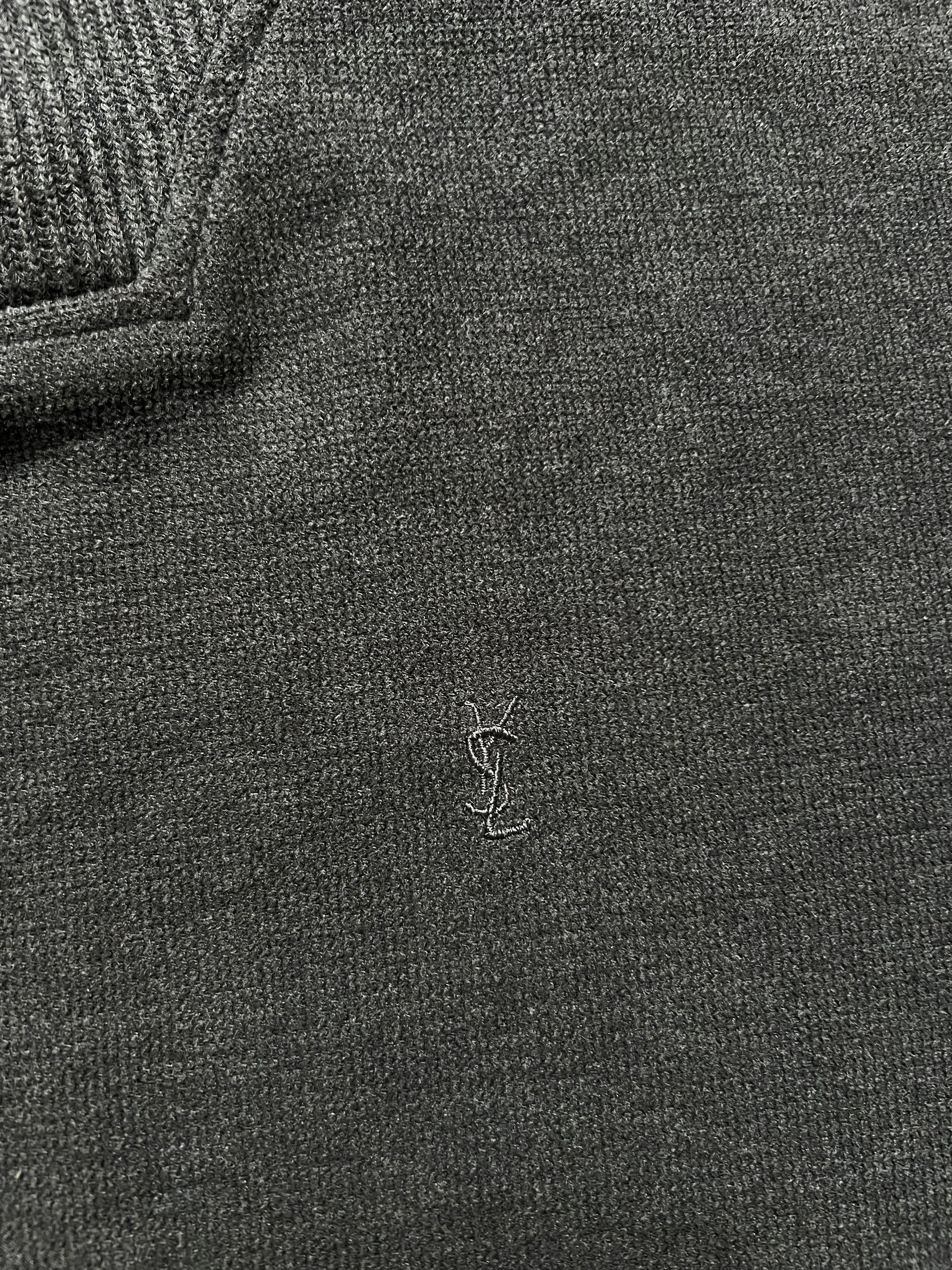 Vintage × Yves Saint Laurent Soft Fleece YSL Sweatshirt 1/4 Zip Dark Grey YSL Sweater Size US L / EU 52-54 / 3 - 3 Thumbnail