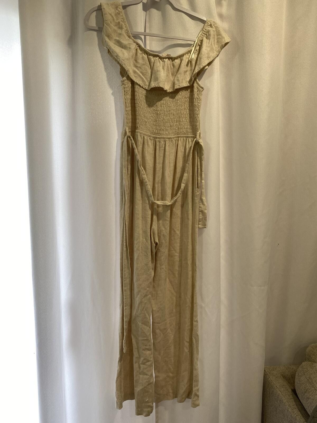 Other Monteau Los Angeles Beige Off-Shoulder Jumpsuit Size S Size 28" / US 6 / IT 42 - 1 Thumbnail