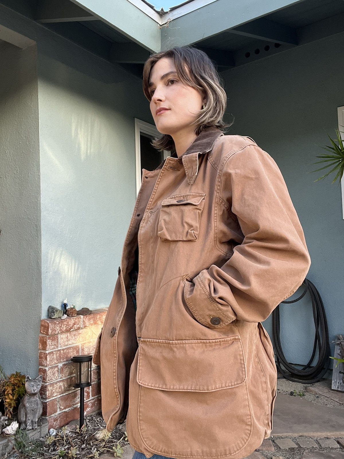 Other Faded warm tan canvas utility / chore jacket Size US M / EU 48-50 / 2 - 2 Thumbnail