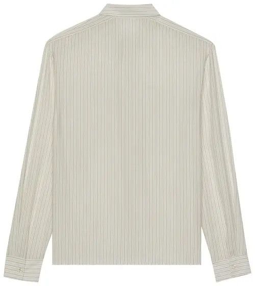 Saint Laurent Paris oc11z0126 773177 Shirt in Striped Silk Satin Beige Gris Noir Size US XXS / EU 40 - 2 Thumbnail