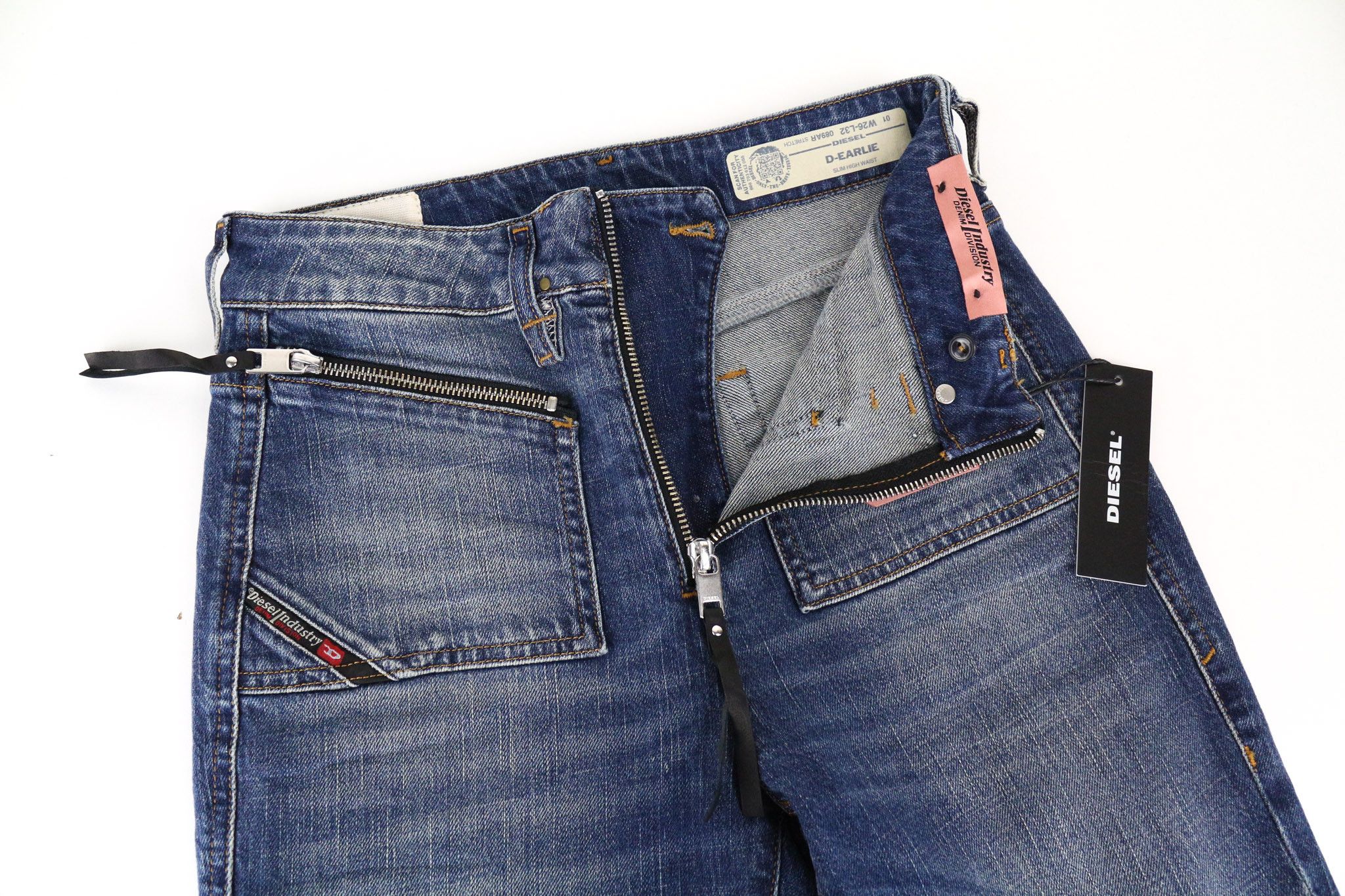 Diesel D-EARLIE 089AR W26/L32 Blue High Waist Stretch Jeans 69896 Size 26" / US 2 / IT 38 - 5 Thumbnail