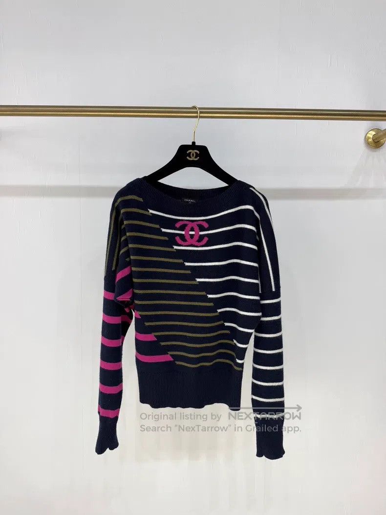 Chanel Chanel 20C colour striped double C logo cashmere sweater Size XS / US 0-2 / IT 36-38 - 1 Thumbnail
