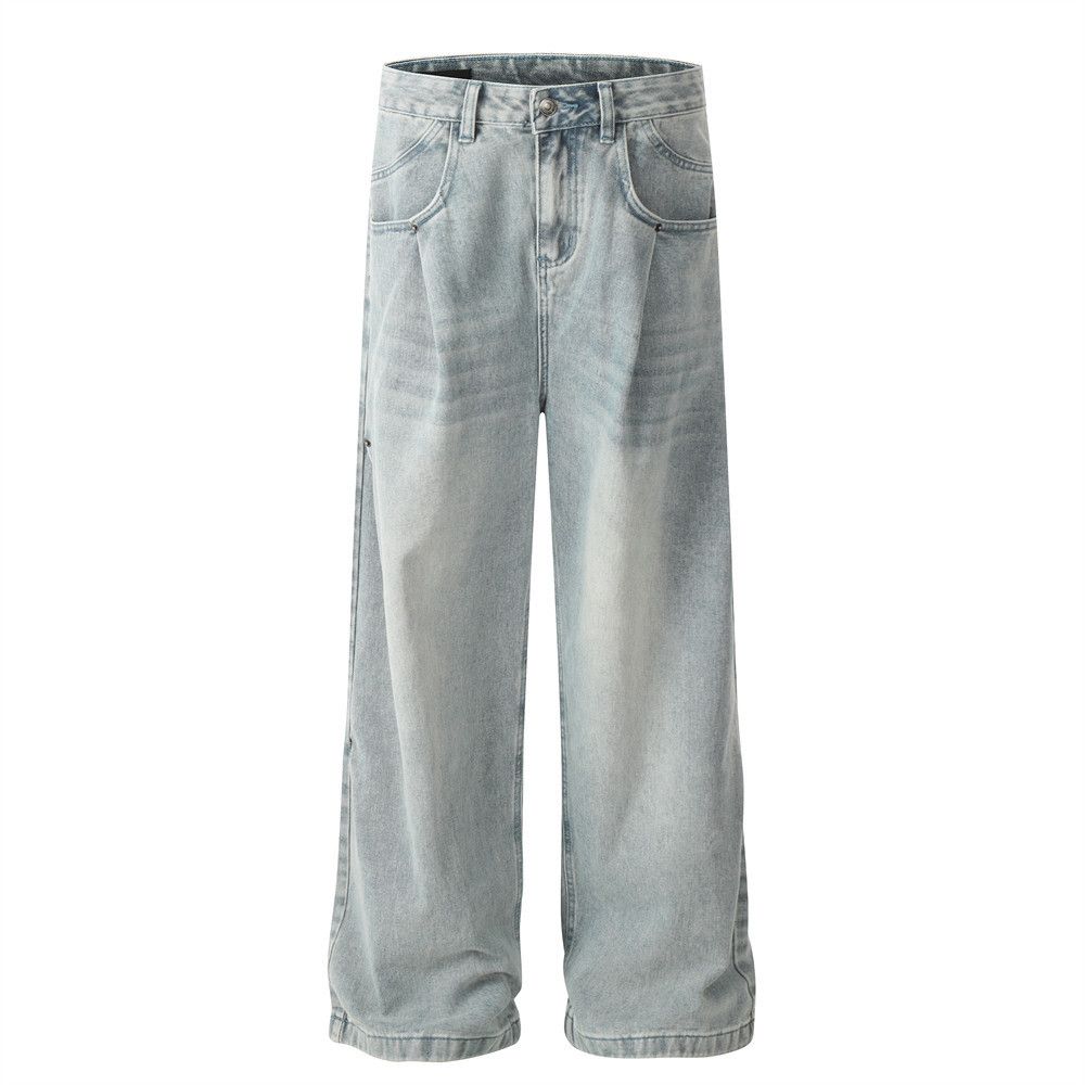Japanese Brand × Jean Light blue washed pleated oversize trendy jeans for men Size US 32 / EU 48 - 1 Thumbnail