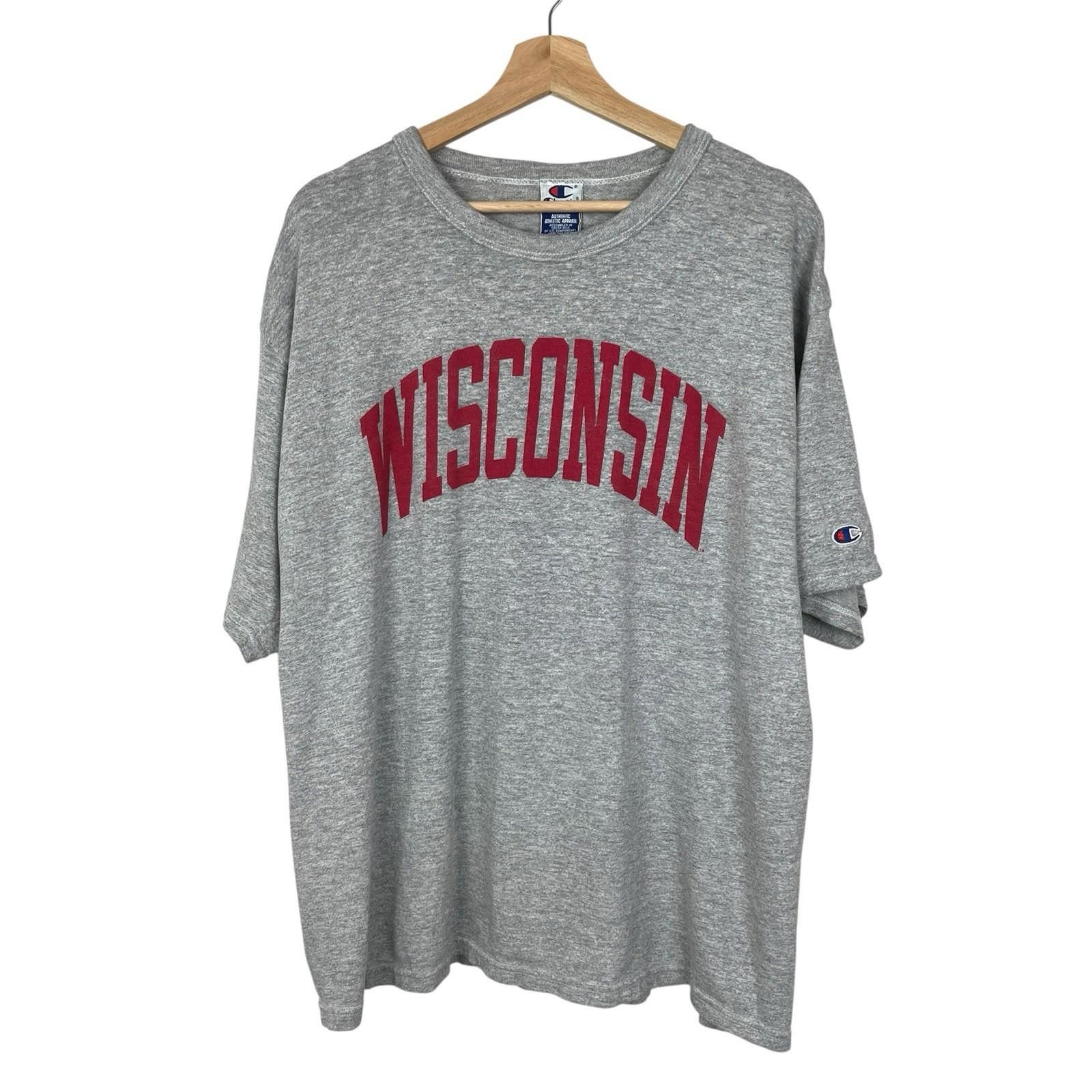Champion Vintage 90s University of Wisconsin Champion Gray T Shirt XL Size US XL / EU 56 / 4 - 1 Thumbnail