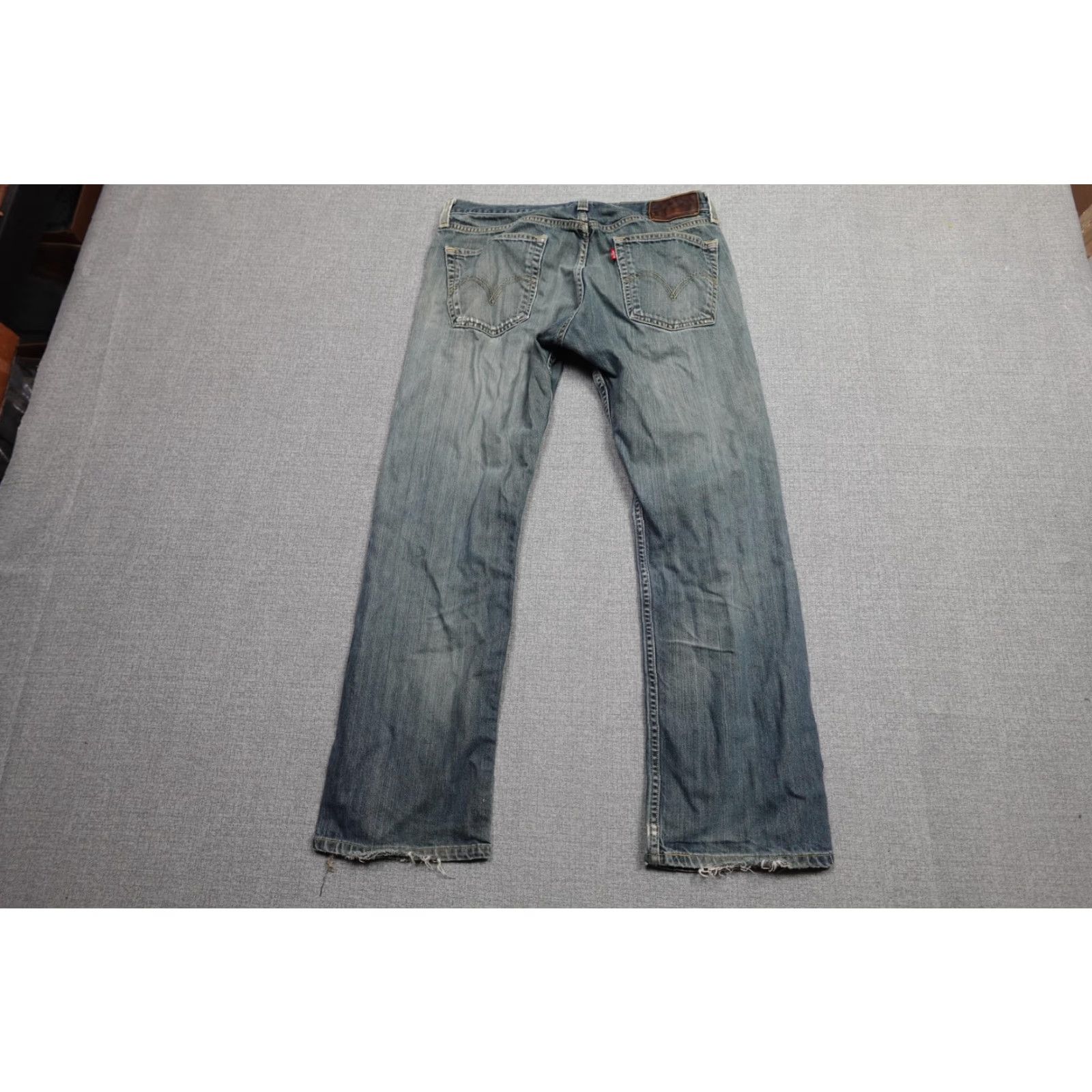 Levi's Levi's Jeans Mens 34x30 Blue Distressed Straight Leg Denim Red Tab 5-Pocket Zipper Zip Fly Mid Rise Regular Fit Boys/Adults? Size US 34 / EU 50 - 5 Thumbnail