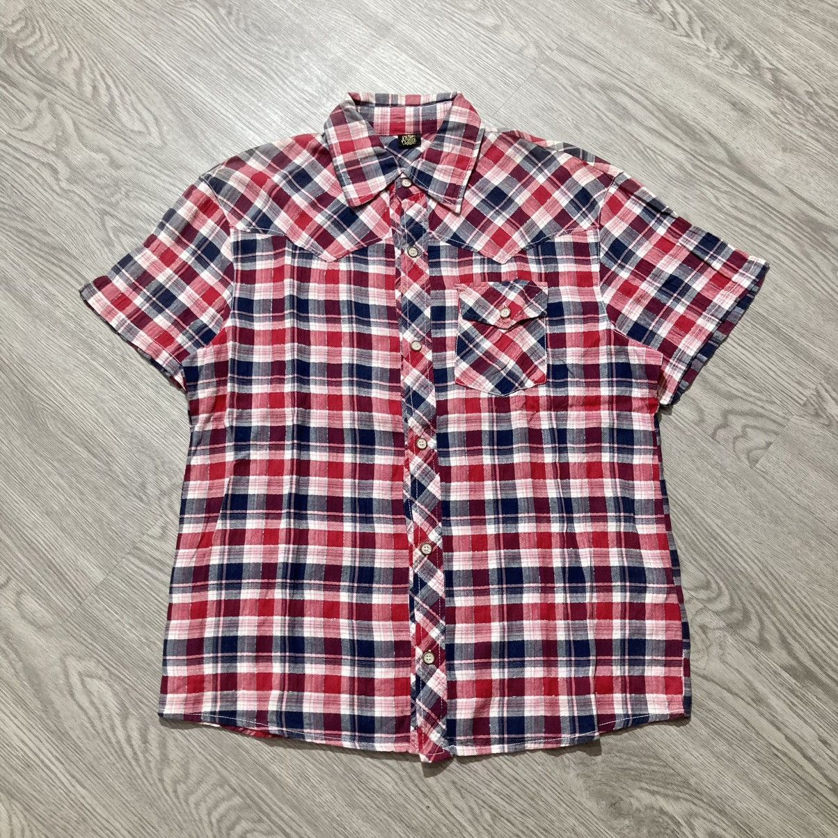 20471120 2000s Corn Flake Poem Logo Western Plaid Shirt Button Up Size US L / EU 52-54 / 3 - 6 Thumbnail