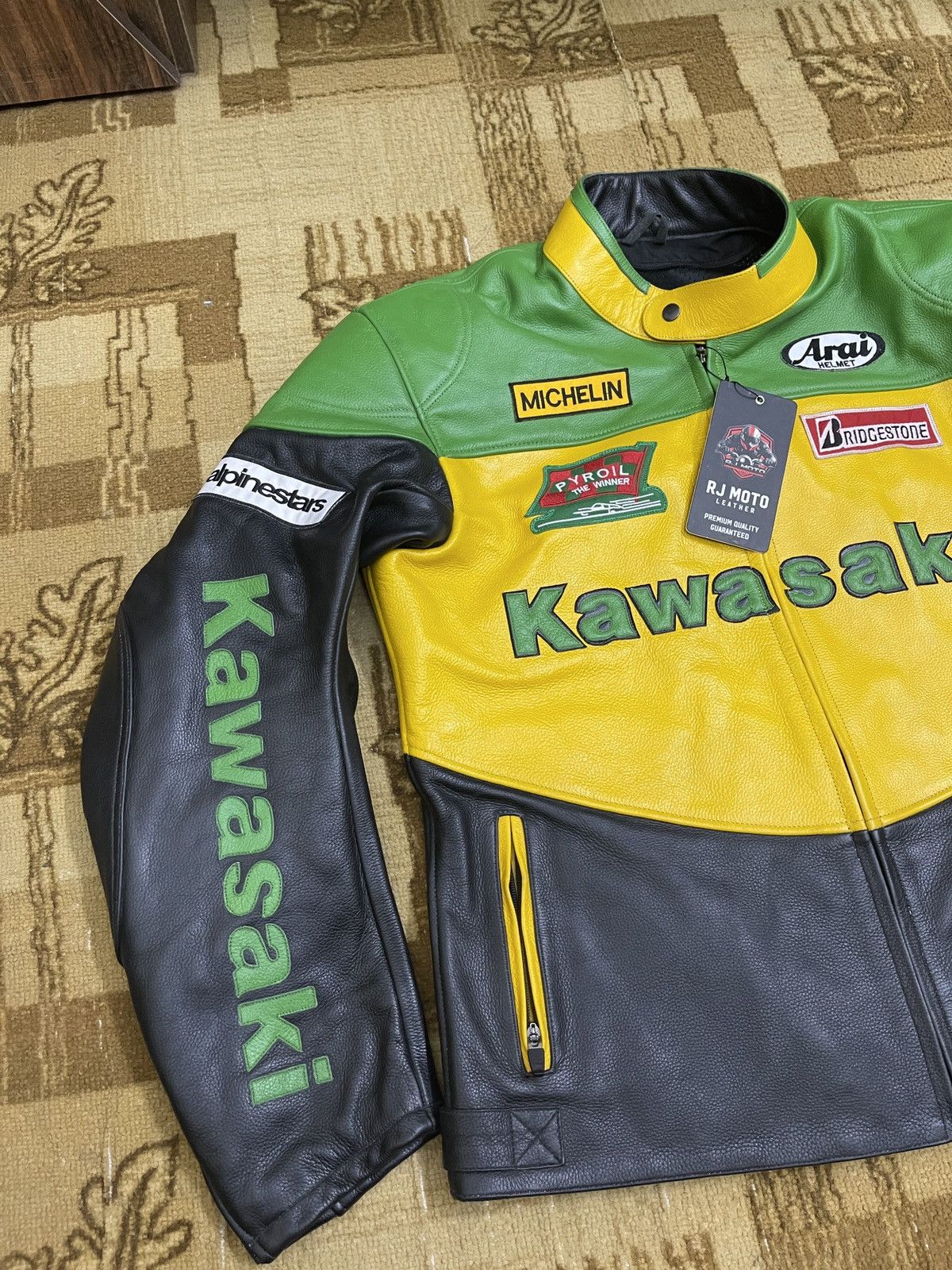 Other Vintage Kawasaki Racing Leather Jacket Mens XL - Women’s XXL Size US XL / EU 56 / 4 - 3 Thumbnail