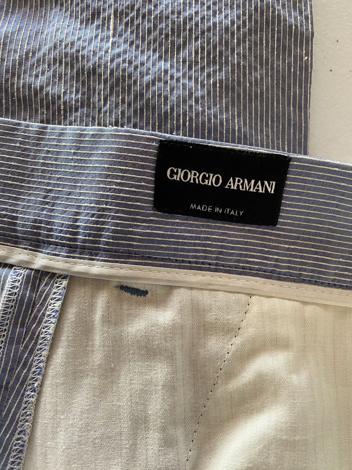 Giorgio Armani Giorgio Armani 🇮🇹 black label blu microstripe silk slacks NWT Size US 36 / EU 52 - 2 Thumbnail
