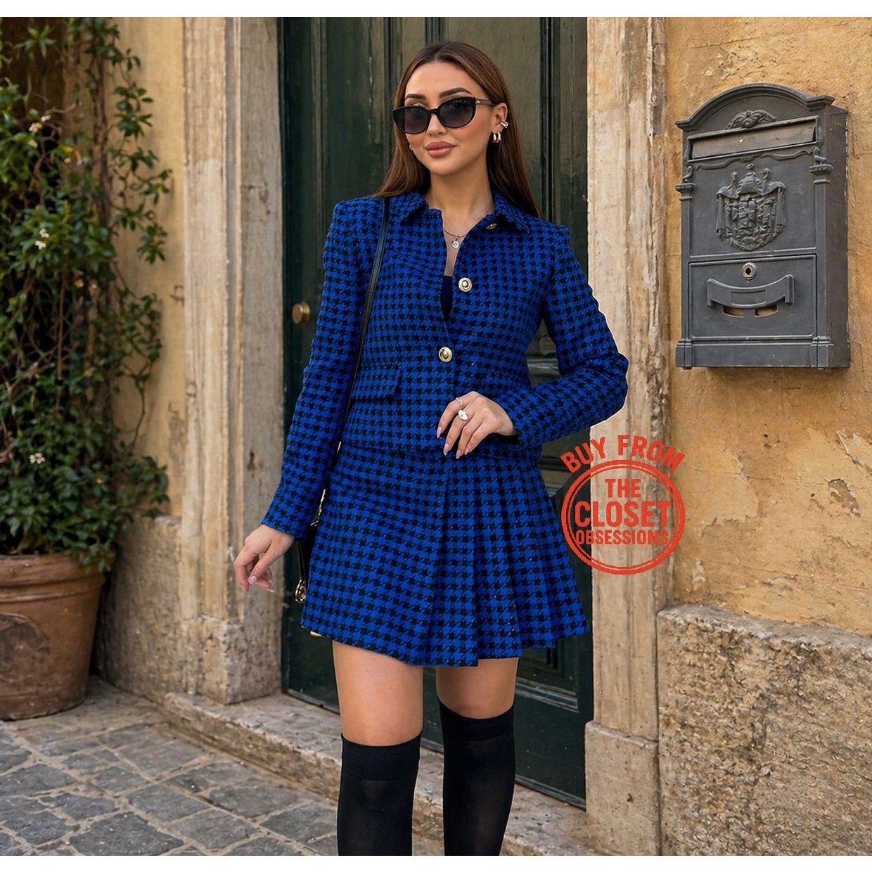 Zara ZARA Houndstooth Blazer + Skort Set NWT L Size L / US 10 / IT 46 - 1 Thumbnail