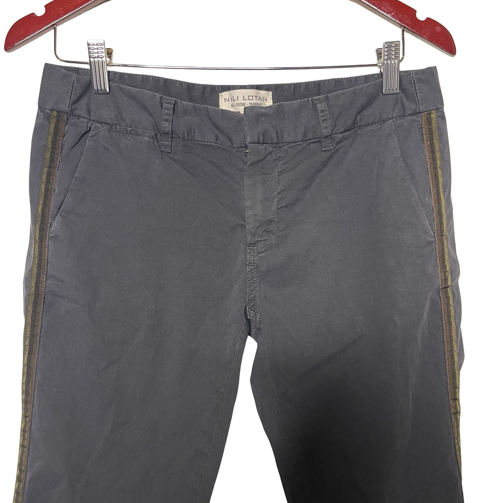 Nili Lotan Nili Lotan grey cropped pants with green side stripe sz 4 Size 27" / US 4 / IT 40 - 5 Thumbnail