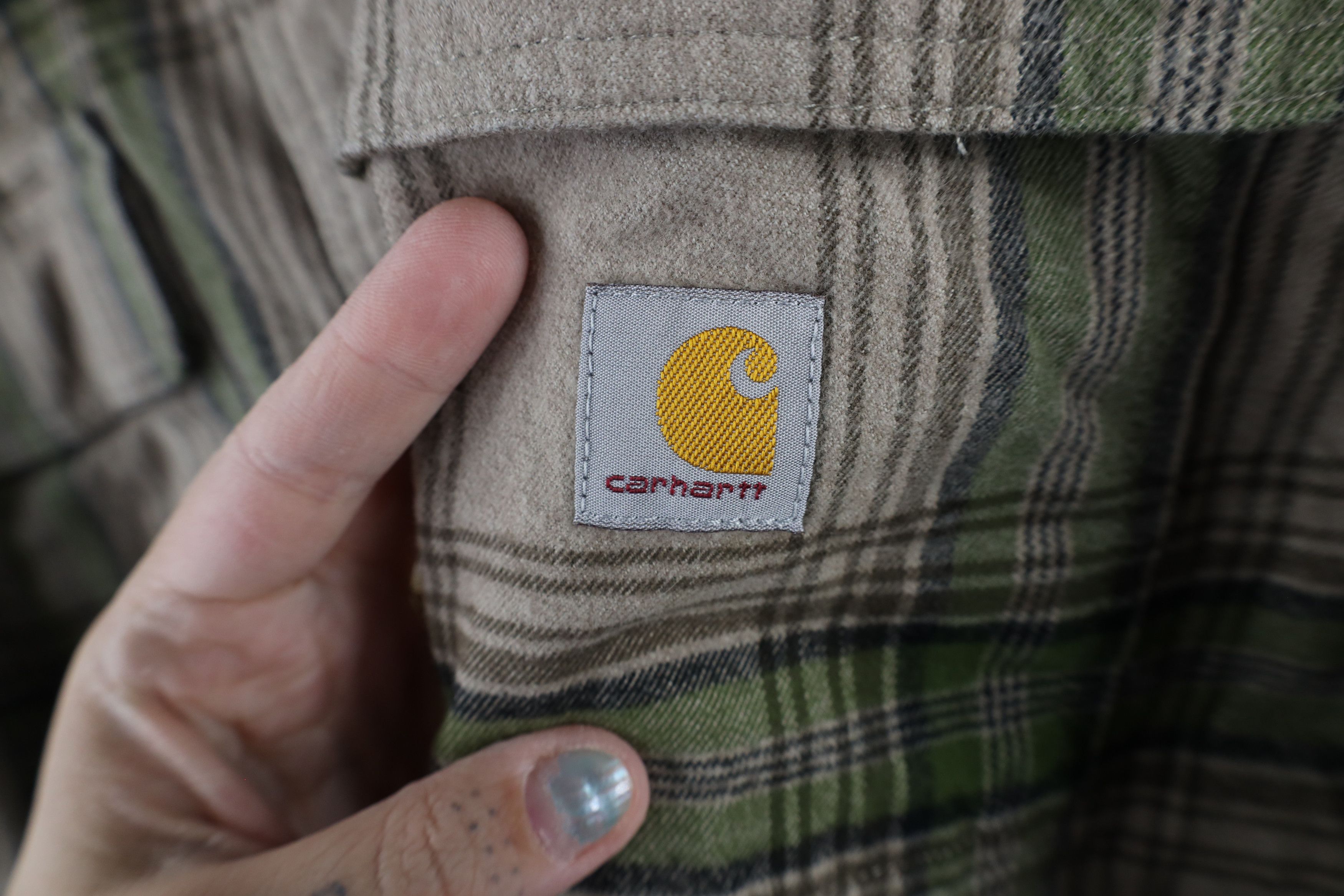 Carhartt × Vintage Vintage Carhartt Fit Heavyweight Flannel Button Shirt Plaid Size ONE SIZE - 5 Thumbnail