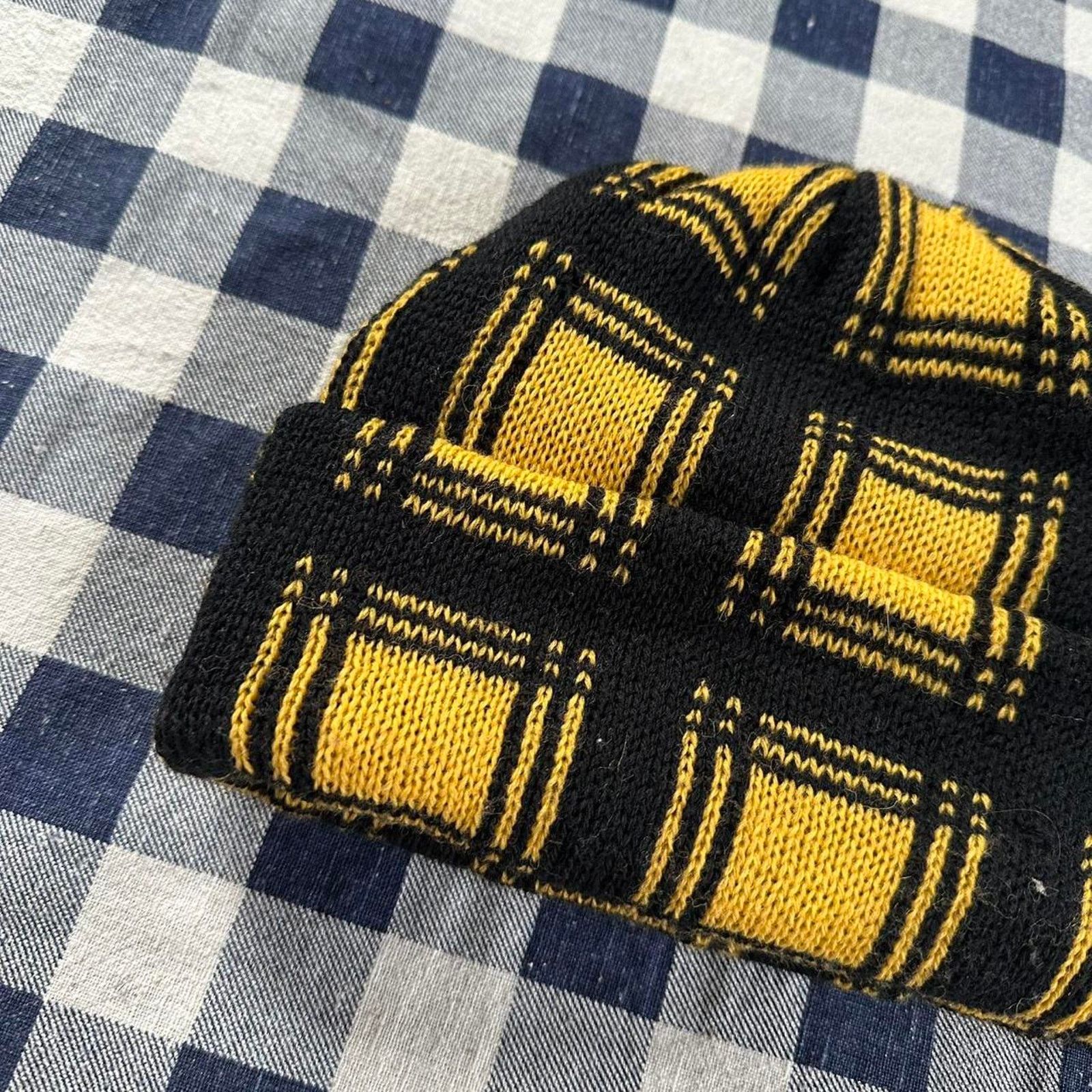 Pendleton × Vintage Vintage 80s Chunky Checkered Pendleton Wool Ski Beanie Hat Size ONE SIZE - 5 Thumbnail
