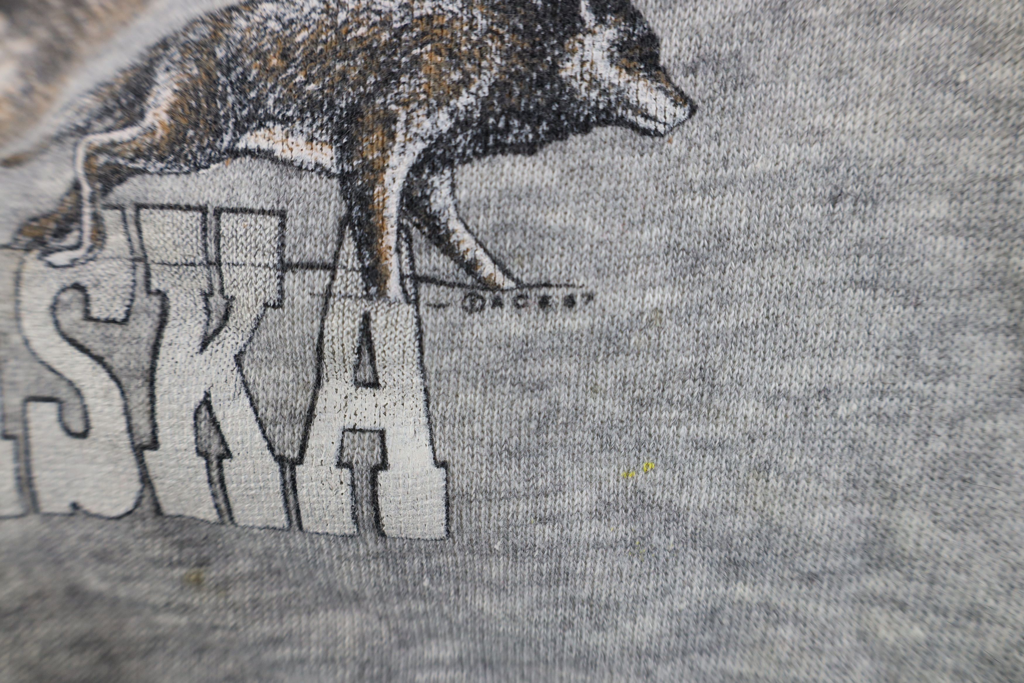 Vintage Vintage 80s Streetwear Alaska Hoodie Sweatshirt Gray USA Size L / US 10 / IT 46 - 6 Thumbnail