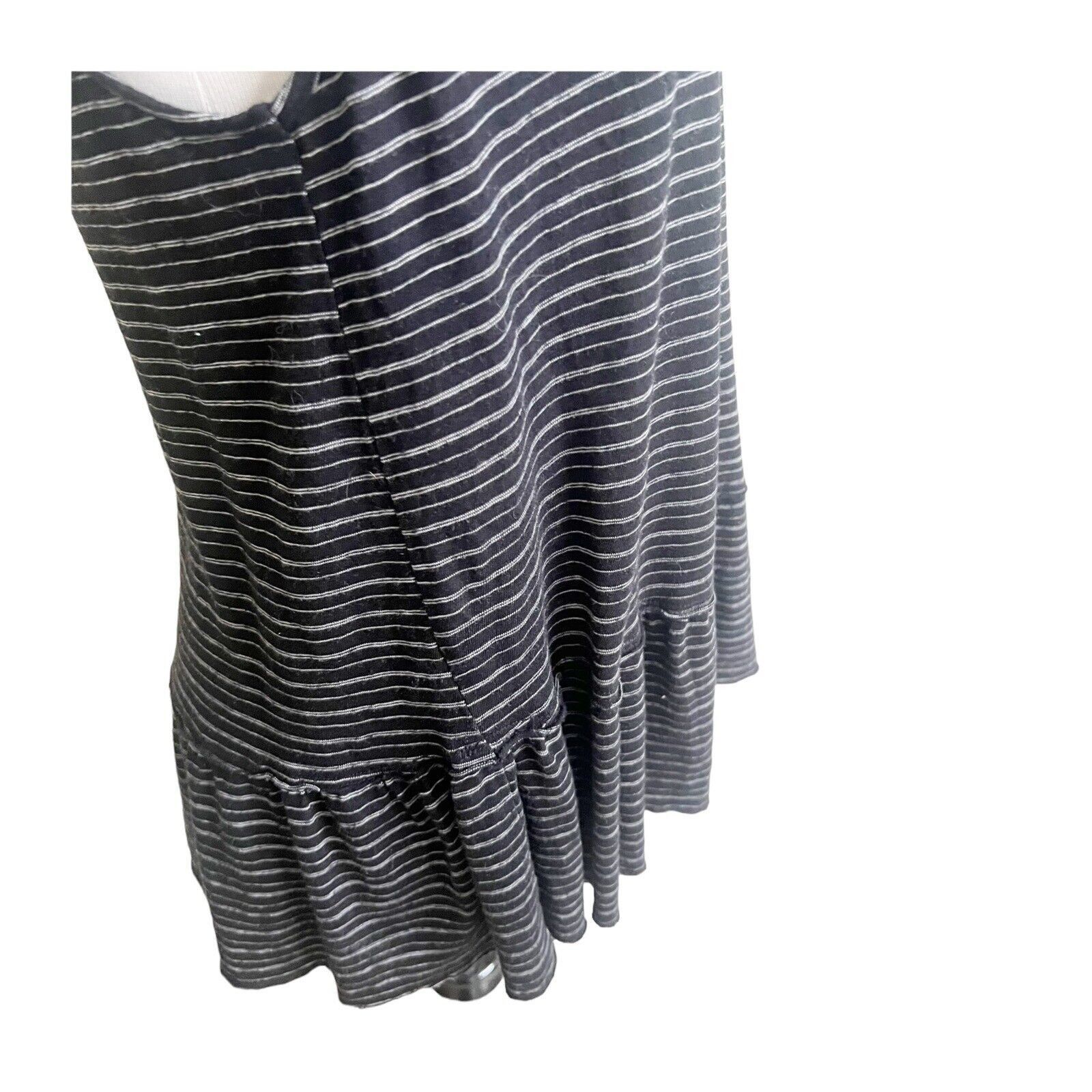 Michael Stars Michael Star Striped Peplum Tank OS Black White Linen Blend Size ONE SIZE - 5 Thumbnail