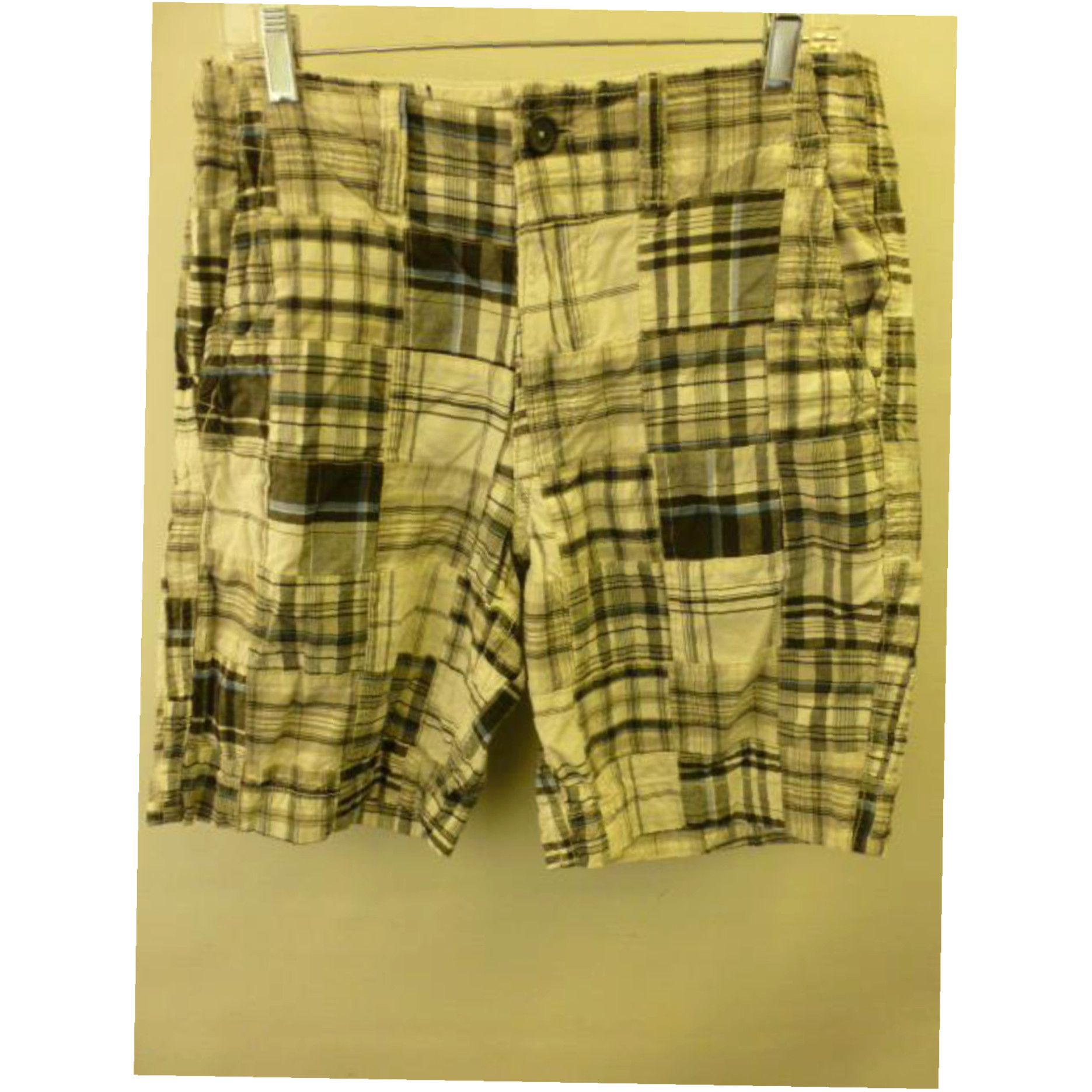 American Eagle Outfitters AMERICAN EAGLE AEO black plaid madras patchwork golf prep shorts bermuda mens 30 Grailed