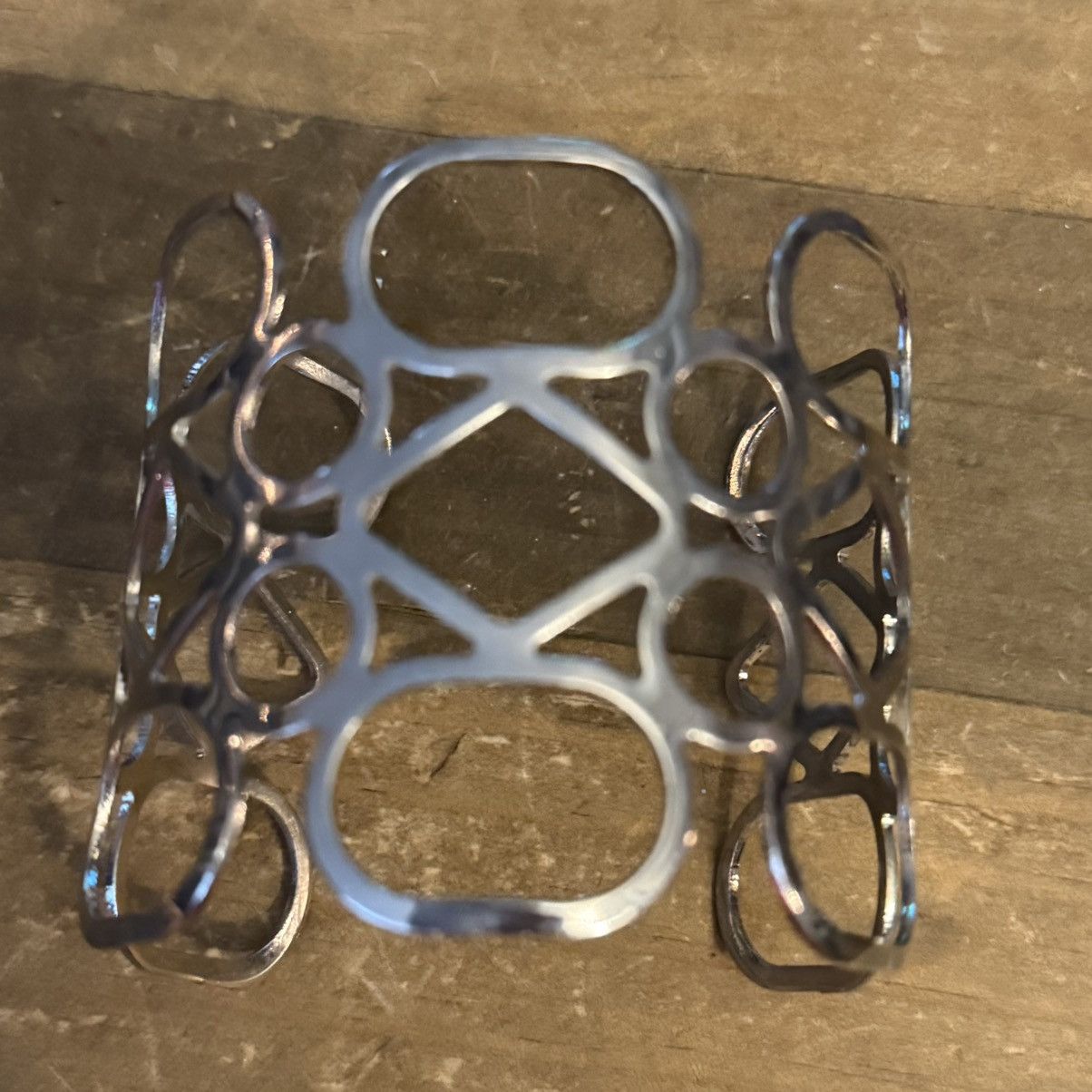 Other Silver tone wide geometric cutout cuff bangle bracelet Size ONE SIZE - 3 Thumbnail