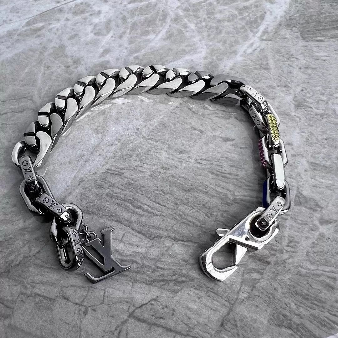 Louis Vuitton LV Paradise Macaron Enamel Crystal Cuban Chain Bracelet L Size ONE SIZE - 3 Thumbnail