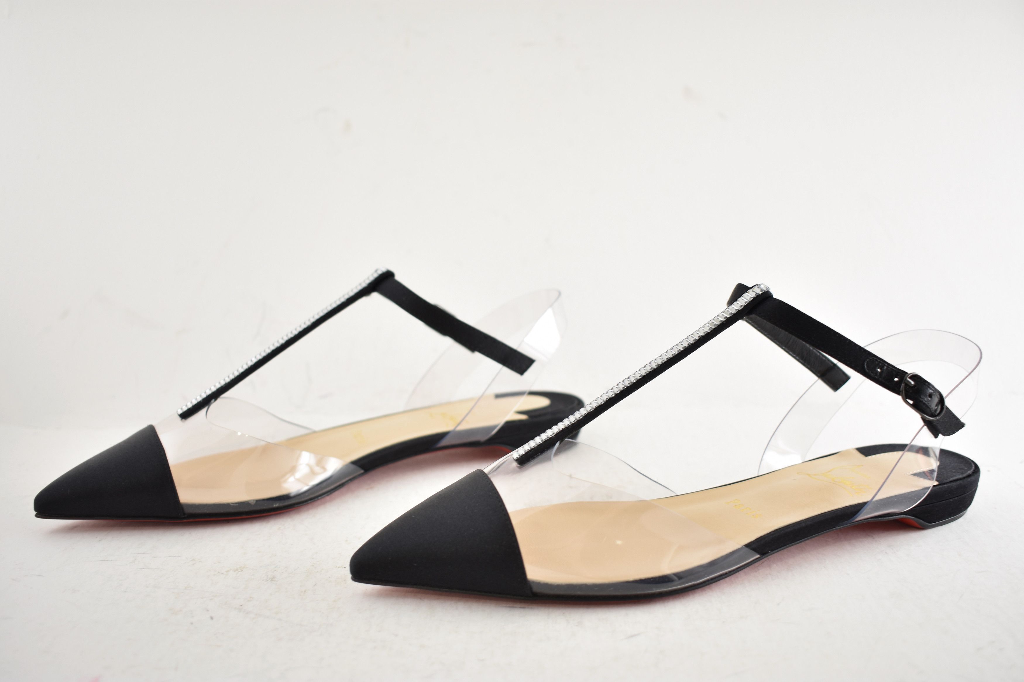 Christian Louboutin Nosy Strass PVC T Strap Pointed Ballerina Ballet Flat 37.5 Size US 7.5 / IT 37.5 - 15 Thumbnail
