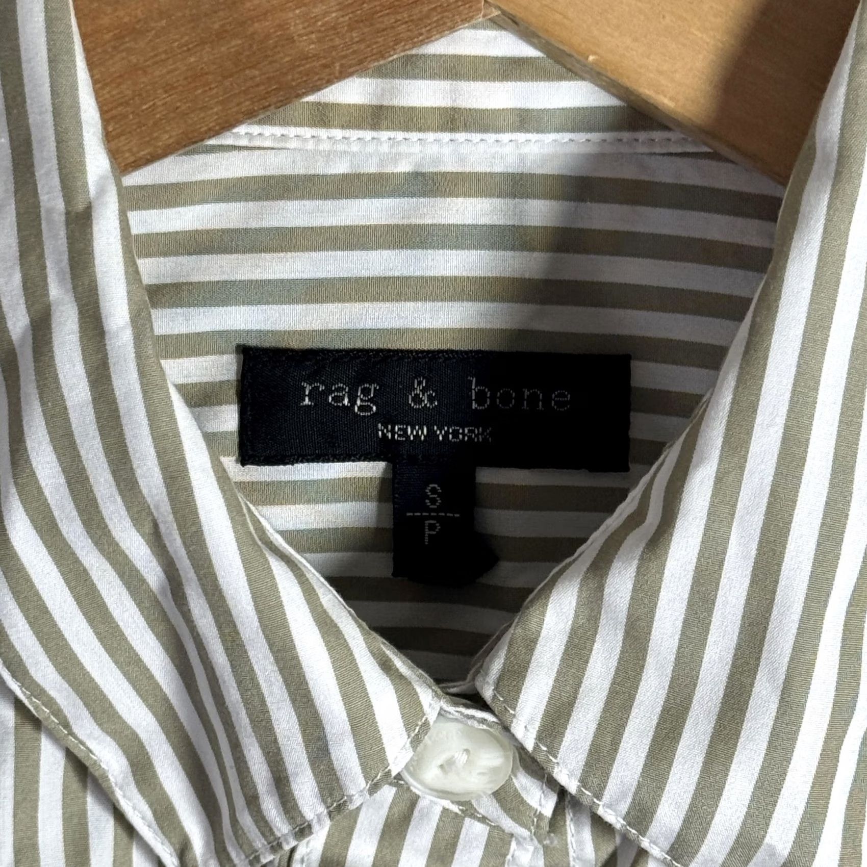 Rag & Bone Rag & Bone Shirt Women’s S Green Striped Button-Up Long Sleeve Cotton Casual Size S / US 4 / IT 40 - 6 Thumbnail