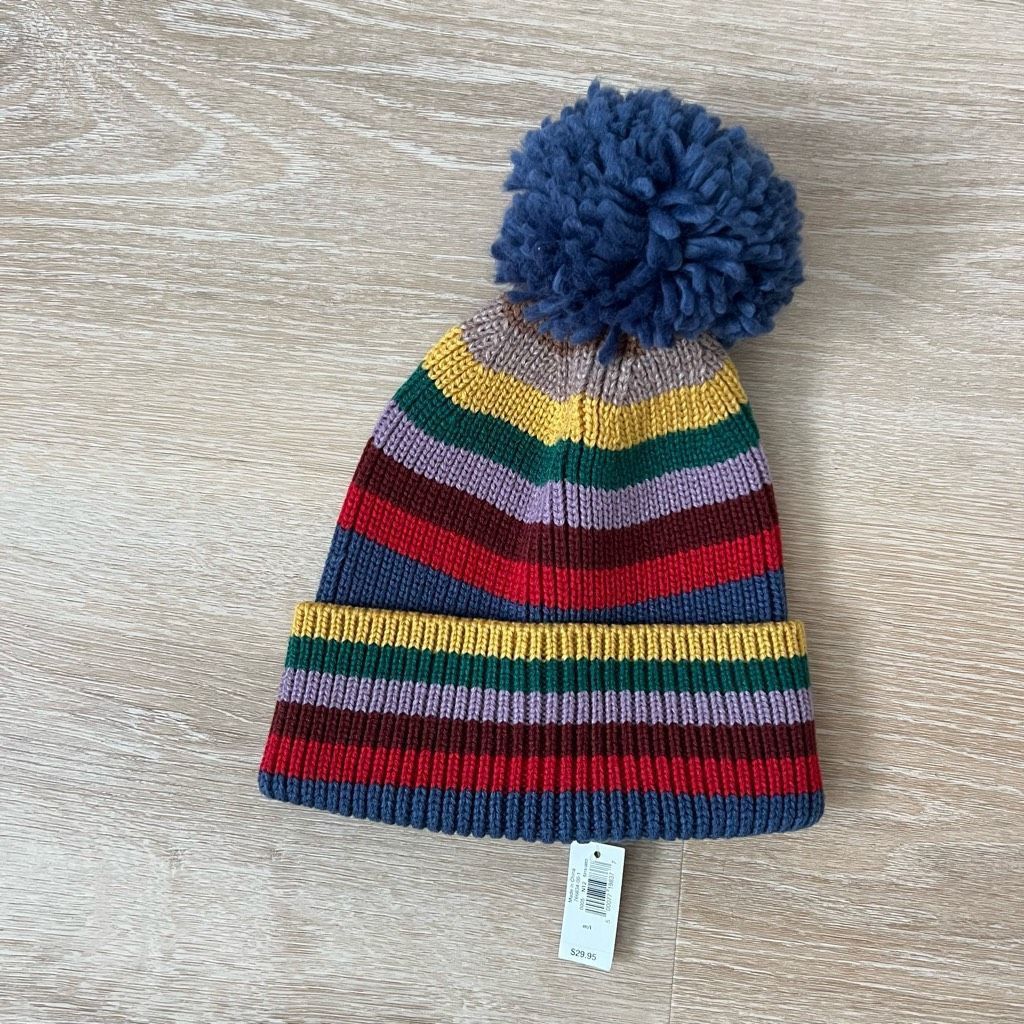 Gap baby GAP Stripes Hat, Pom Pom Beanie, Rolled Cuff Rim, Toddl Size ONE SIZE - 3 Thumbnail