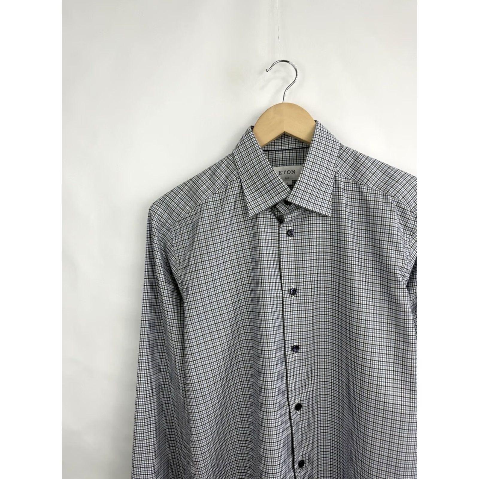Eton ETON Slim Fit Micro Check Dress Shirt Multicolor M Mens Size 40R - 3 Thumbnail